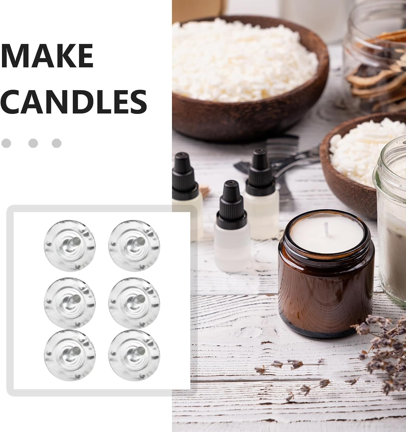 300pcs DIY Candle Wicks Base Metal for Handmade Wax Teacup Candles