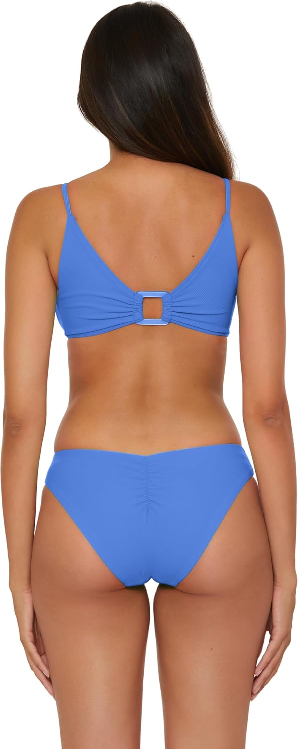 BECCA Women's Standard Modern Edge Hipster Bikini Bottom, Cheeky Coverage, Swimwear Separates, Cornflower B, Small - Image 4