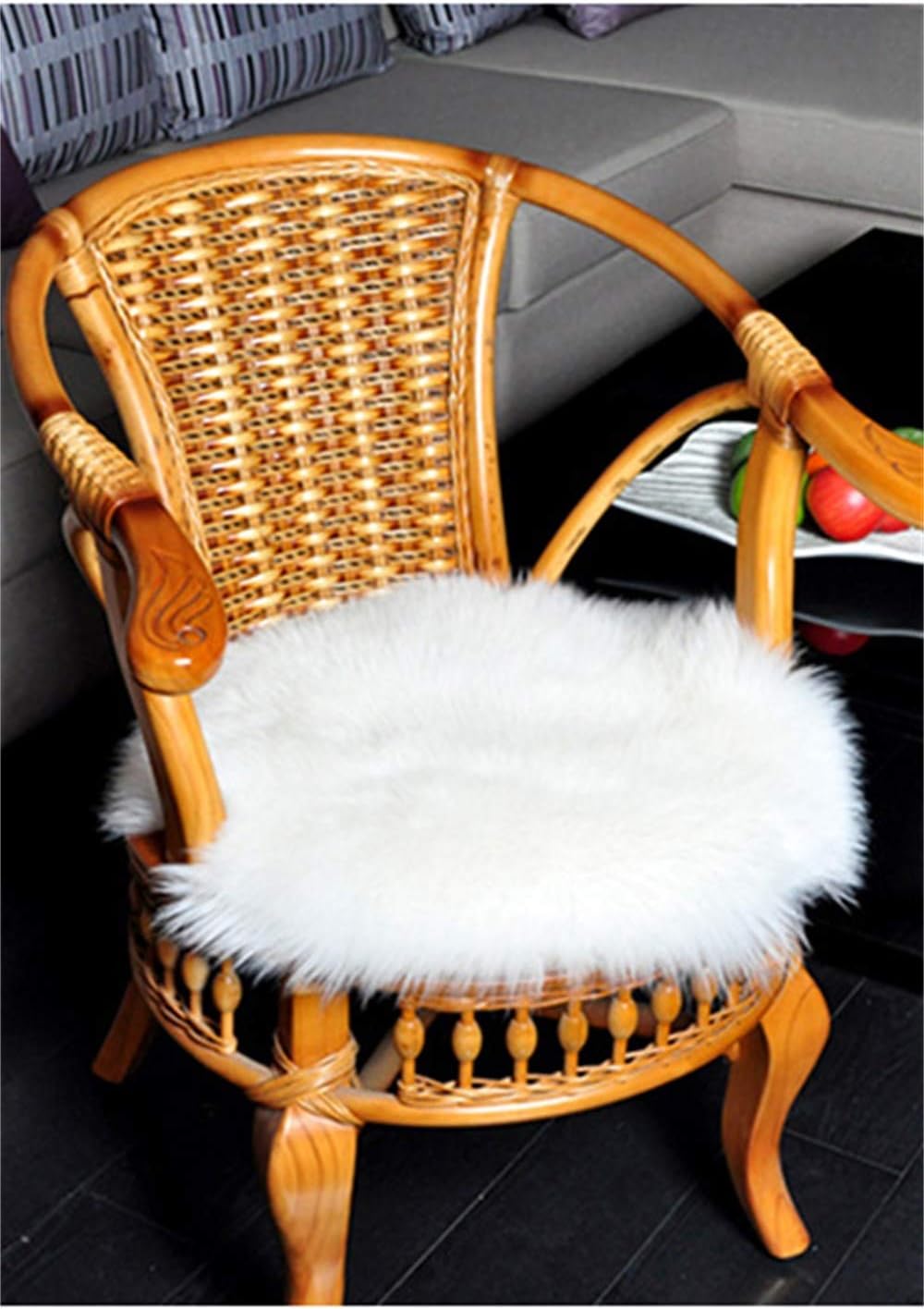 Genuine Australia Sheepskin Fur Seat Cushion Chair Pads Car Seat Cushion Covers Chair Pad One Seat Cover for Car, Office Chair, or Plane16 x16(Purple)
