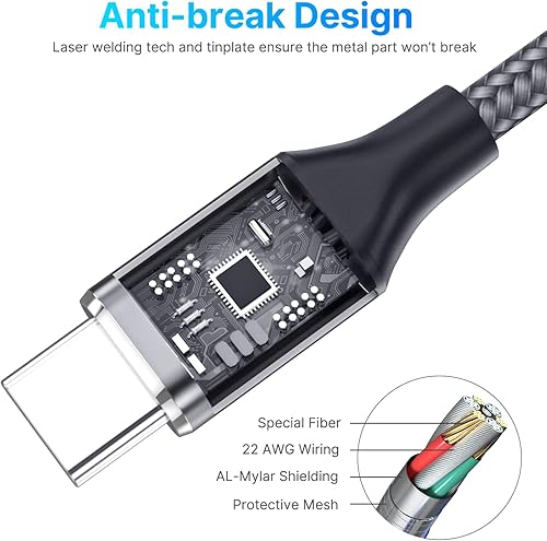 Miniatura 6 de Aioneus Cable USB C 3A de carga rápida [2 unidades, 6 pies] USB A a tipo C cable de carga para Samsung Galaxy S22 S21 A01 A02s A03s A11 A12 A13 A14