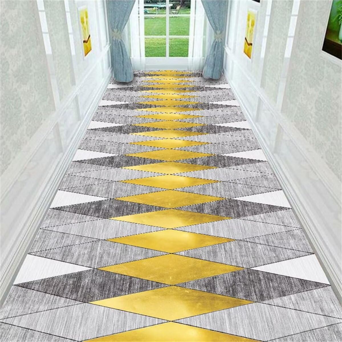 Tapis de couloir géométrique antidérapant pour sécuriser et embellir vos espaces de passage
