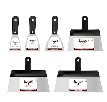UPON Star by Scraper Set Steel Blades Putty Filler Plaster Drywall Decorate Flexible Tapping Putty Cleaning Filling Knife Steel Putty Knife Set| Putty Knives| Pack of 6