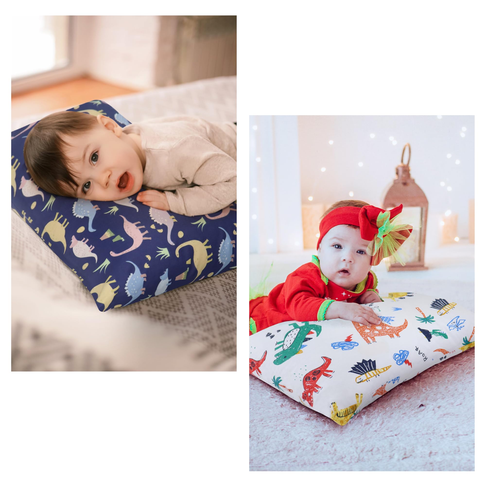 Juego de 2 fundas de almohada para niños, 100 % algodón, 40 x 60 cm, funda de almohada suave y transpirable, para niños y niñas, funda de almohada de bebé con sobre