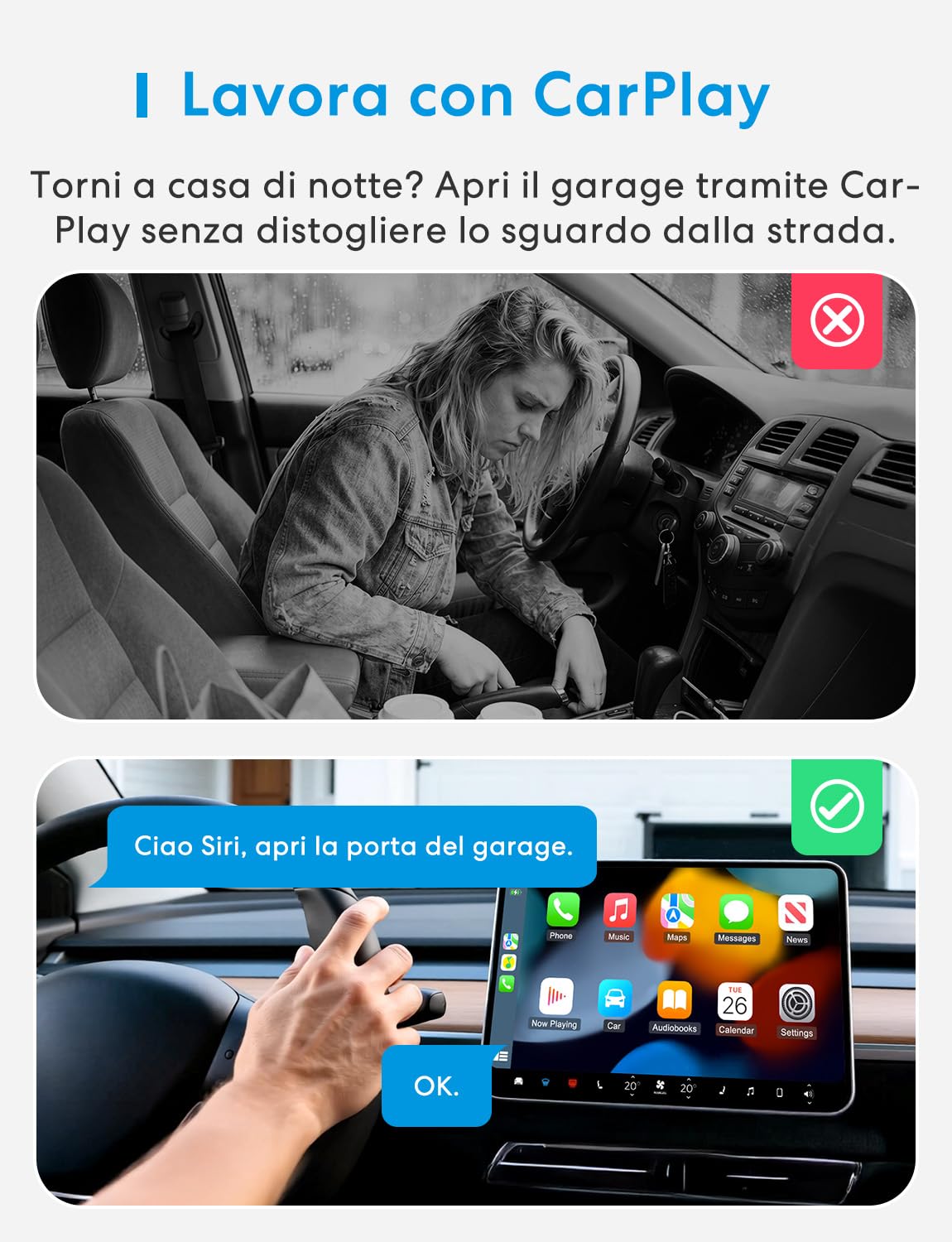 Meross Smart WiFi Garage Controller, Compatibile con Apple HomeKit, CarPlay, Siri, Alexa e Google, Controllo Vocale, Notifiche, Timer, Chiusura Automatica