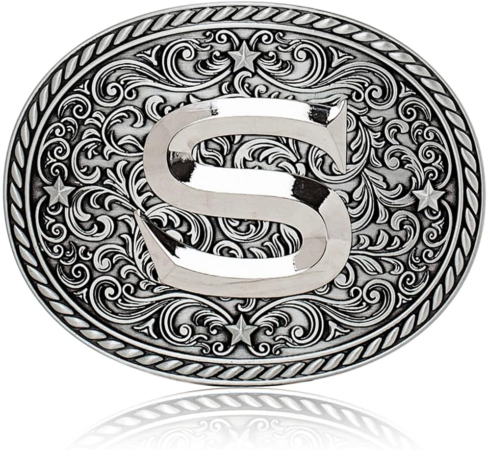 Western Cowboy/Cowgirl Initial Belt Buckle - Large, Letter Buckles For Men And Women