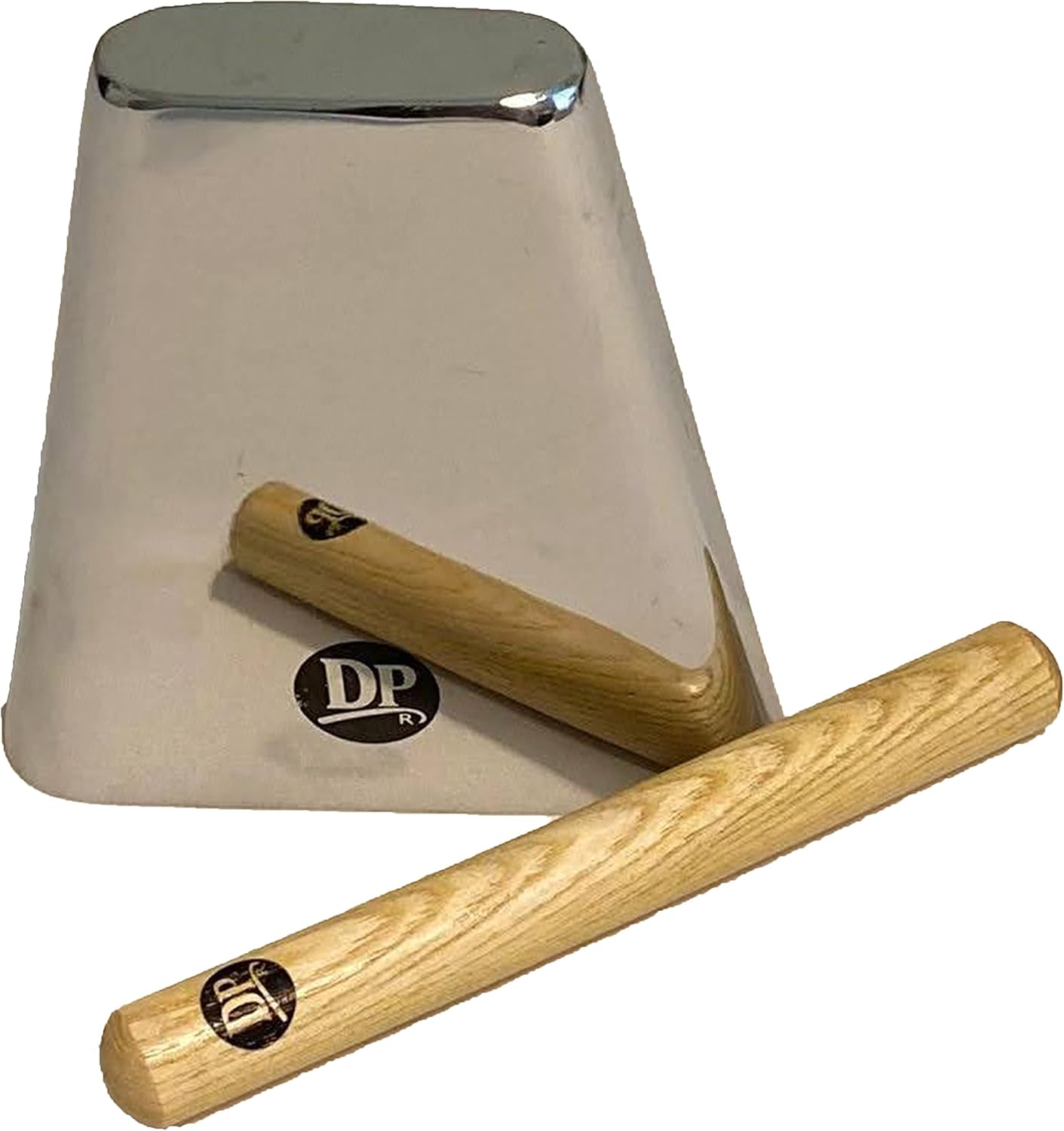 DP Music 7 Inch Cow Bell Noise Maker with Beater Chrome Finish - Cowbell for Sporting, Football Games, Events - Percussion Musical Instrument