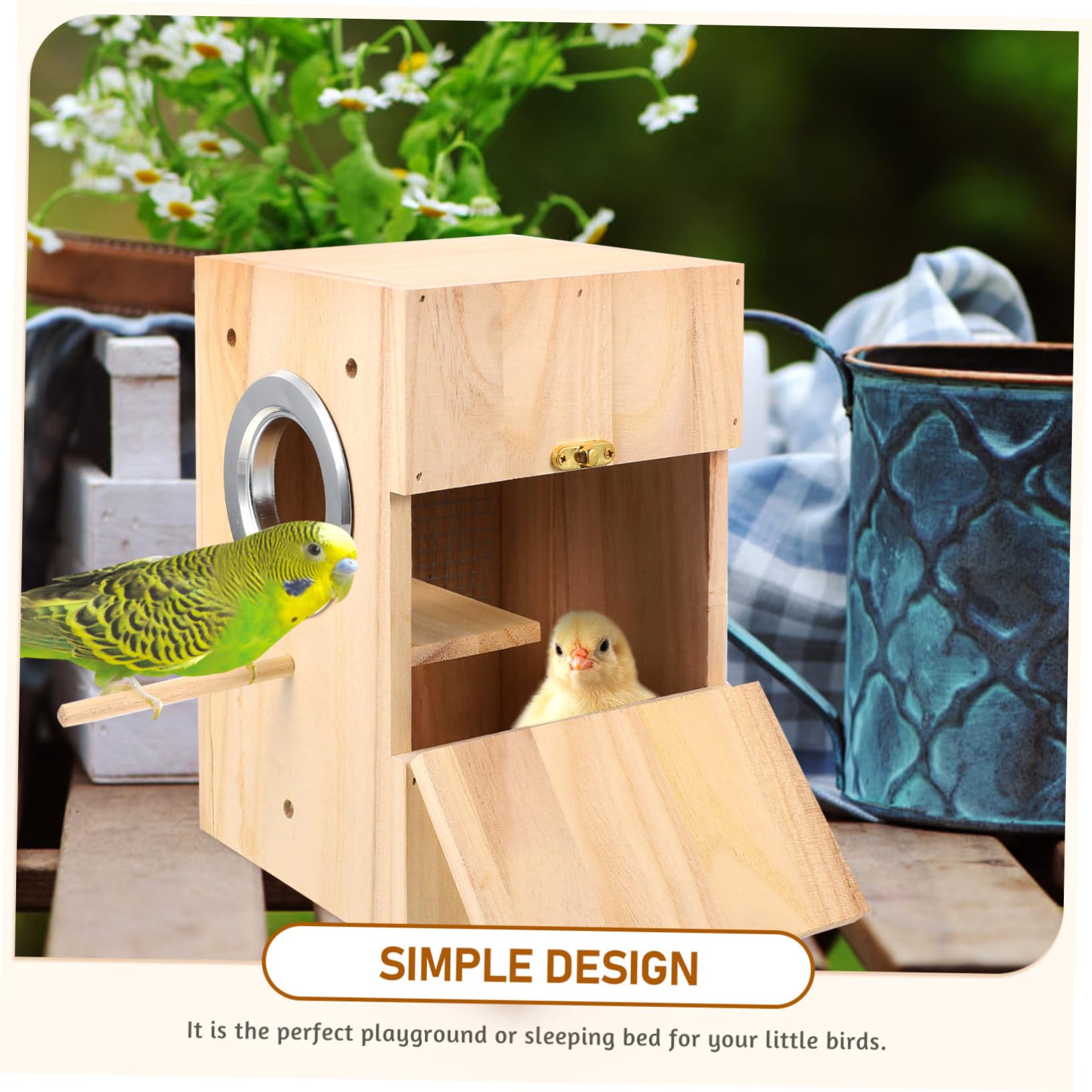 Hohopeti Nichoir à Oiseaux en Bois, Boîte de Reproduction Simple, Nid Confortable pour Canari et Alouette, pour Repos et Jeu,