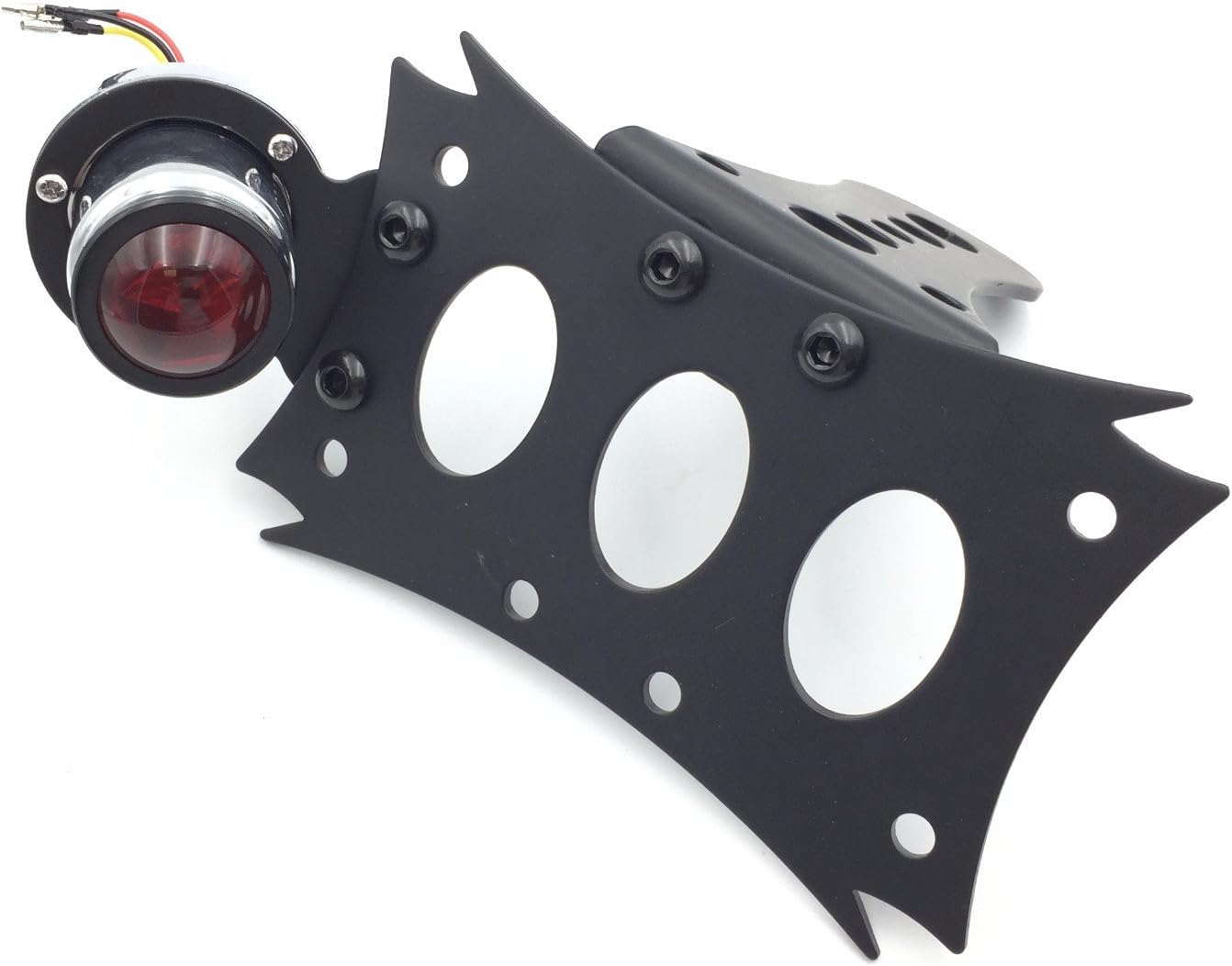 HONGK- Black Horizontal Vertical Zigzag Side Mount License Plate Bracket 7"x 4" CD BK LED Tail Brake Light Integrated Compatible with H-D Touring Bobber Chopper