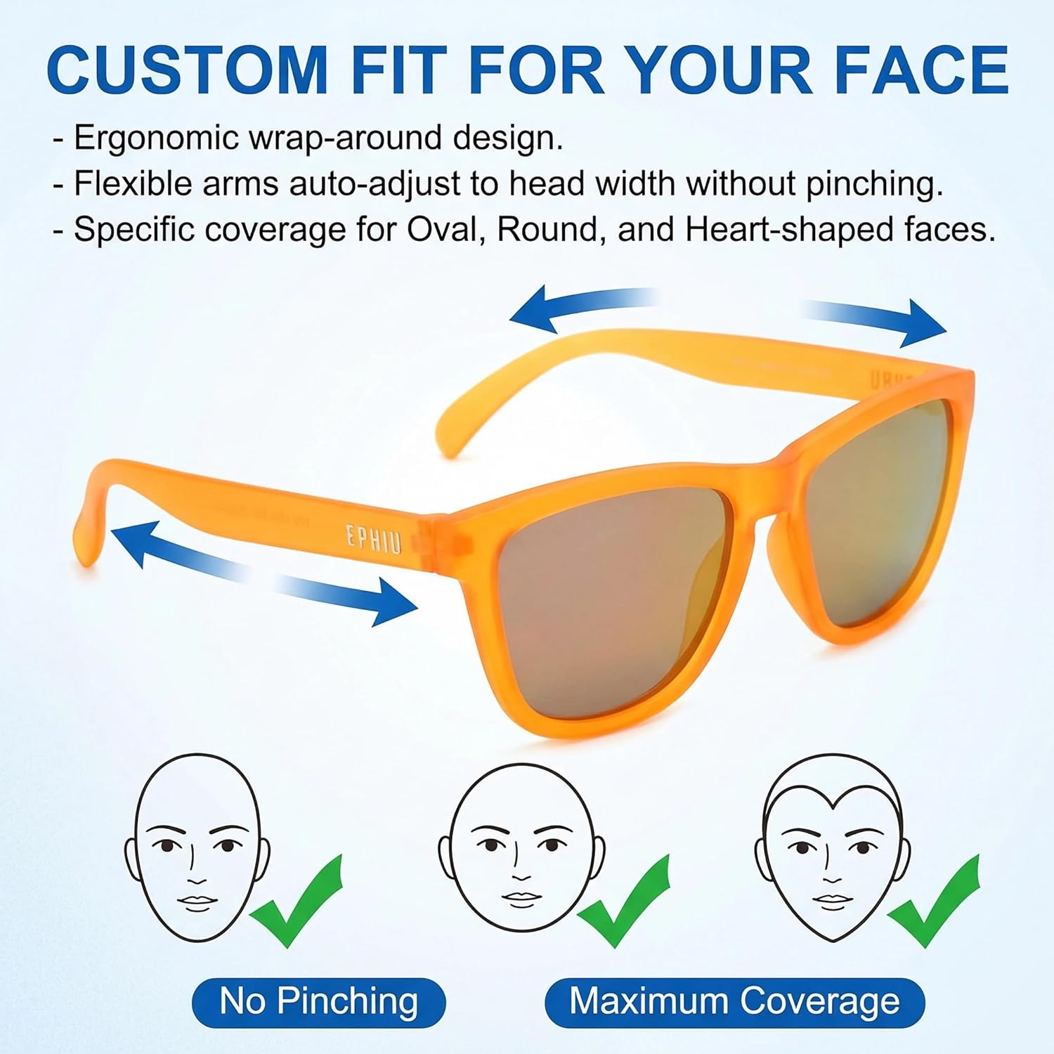 EPHIU Polarized Sports Sunglasses for Men Women No-Slip No-Bounce Grip for Running Cycling Fishing with Mirrored UV400 Lenses - Image 7