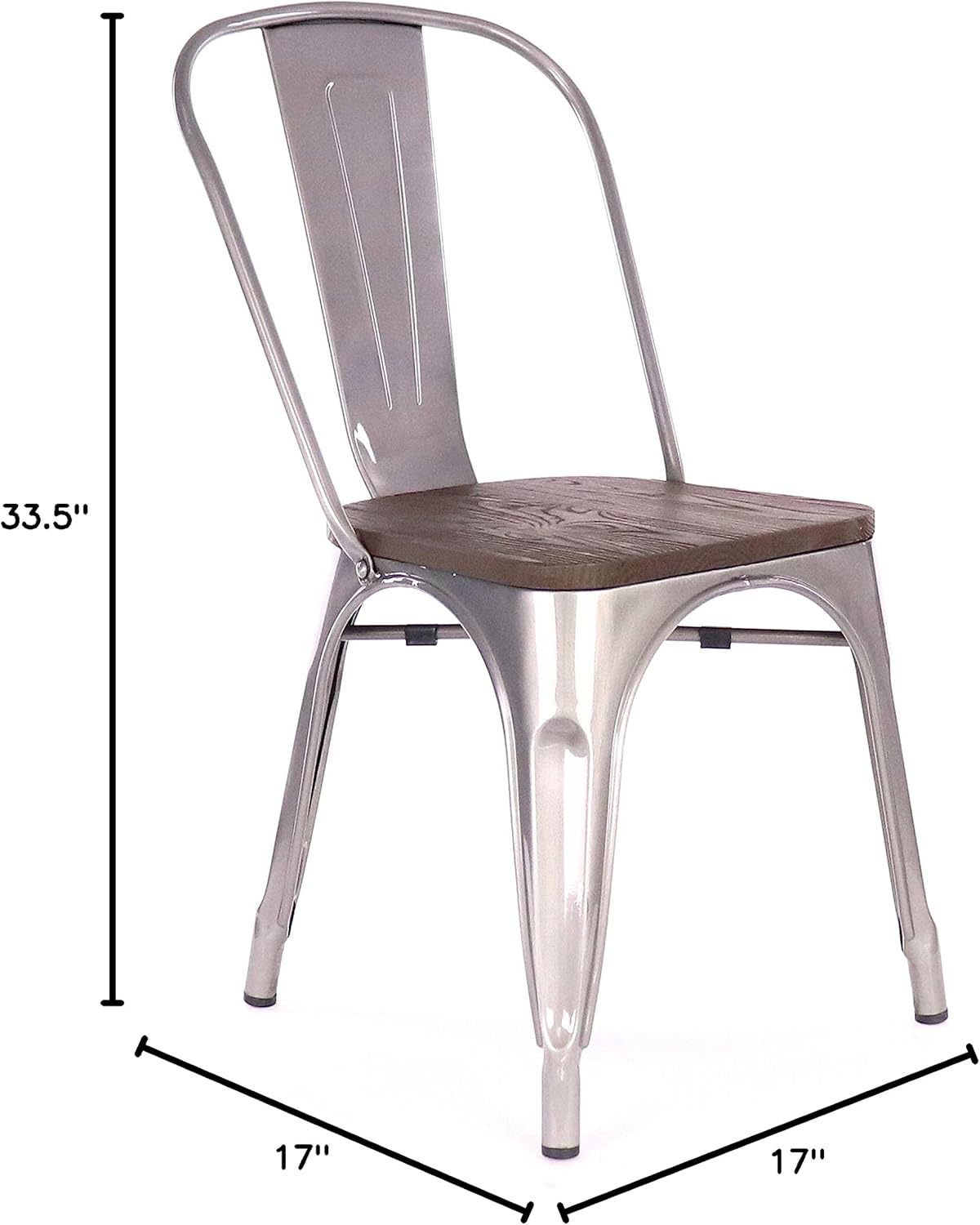 LS-9000-GUNW Dreux Gunmetal/Dark Wood Dining Chair Set of 4