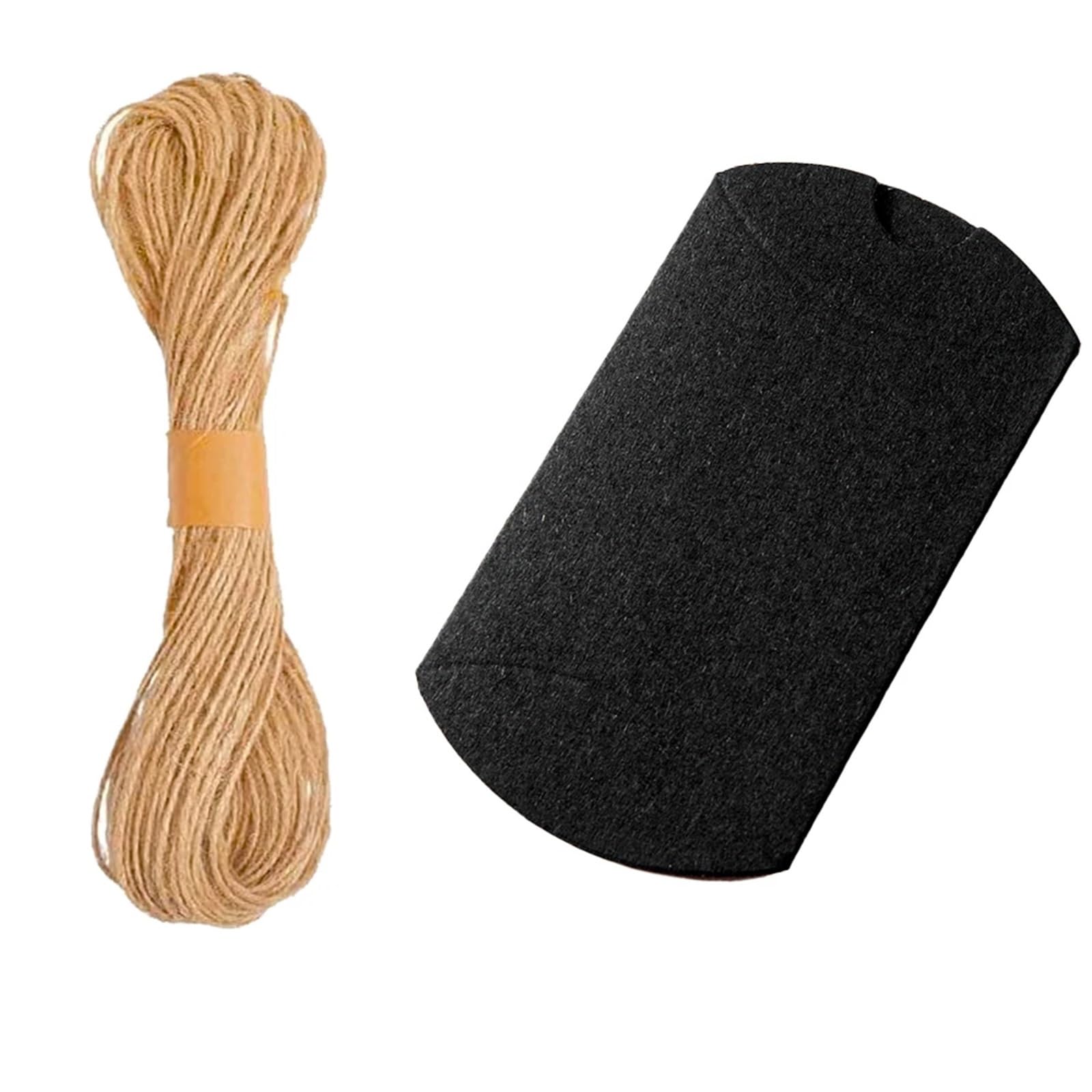 Decorated Jewelry Gift Boxes 150 Pcs Kraft Pillow Boxes with 20m Jute Twine, Holiday Party Gift Packaging Set