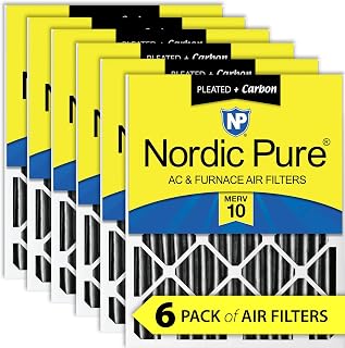 Nordic Pure 20x24x4 MERV 10 Pleated Plus Carbon AC Furnace Air Filters 6 Pack