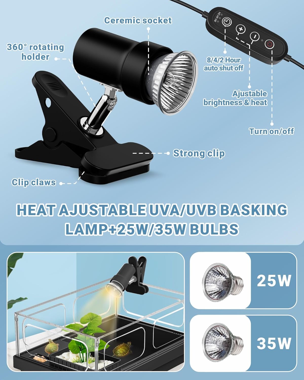 GOZILLA Small Turtle Tank Kit(Tank+Lamp+Filter), Acrylic Turtle Starter Kit with Adjustable Lamp, Reptile Habitat and Terrarium with Multi-Functional Areas for Small Reptiles. (Black Kit)
