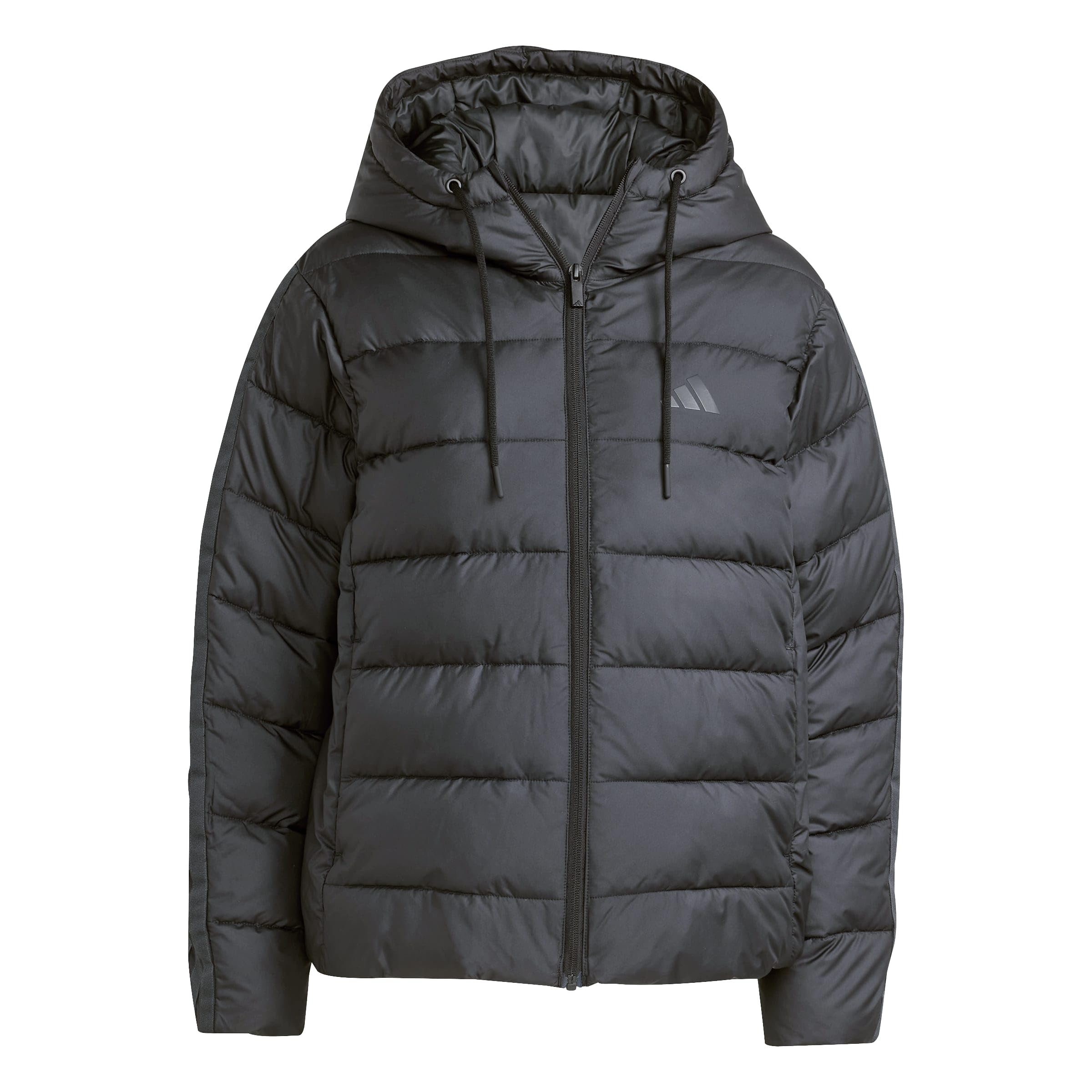 adidas Women's Essentials Climawarm 3 Stripes Synthetic Down Hooded Coat, black, XXL