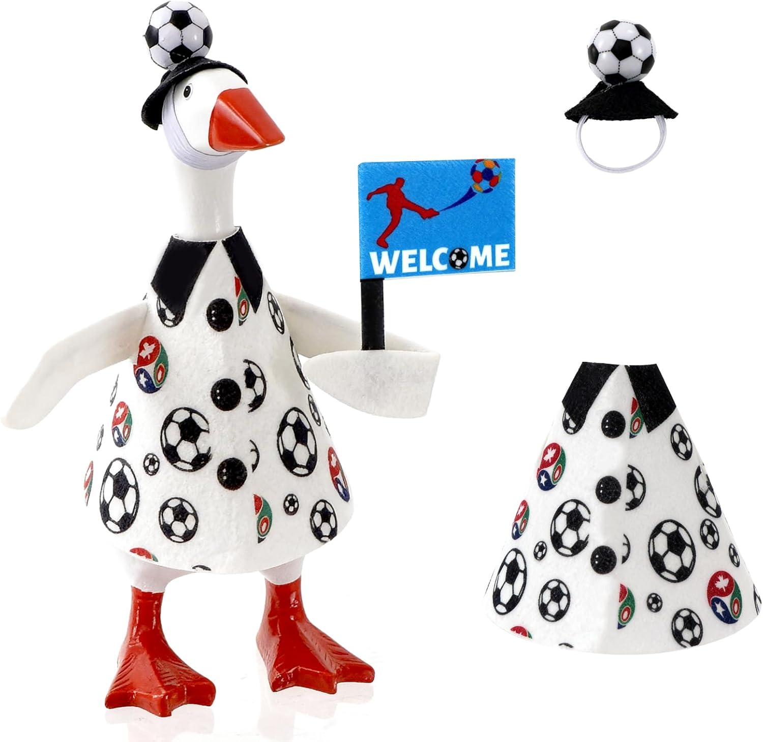 2026 World Cup Soccer Desk Goose Outfits, 7 Inch Desk Goose Outfits Felt Costume with Pennant, World Cup Decoration for Desktop Goose Statues, Gifts for Soccer Lovers (Blue)