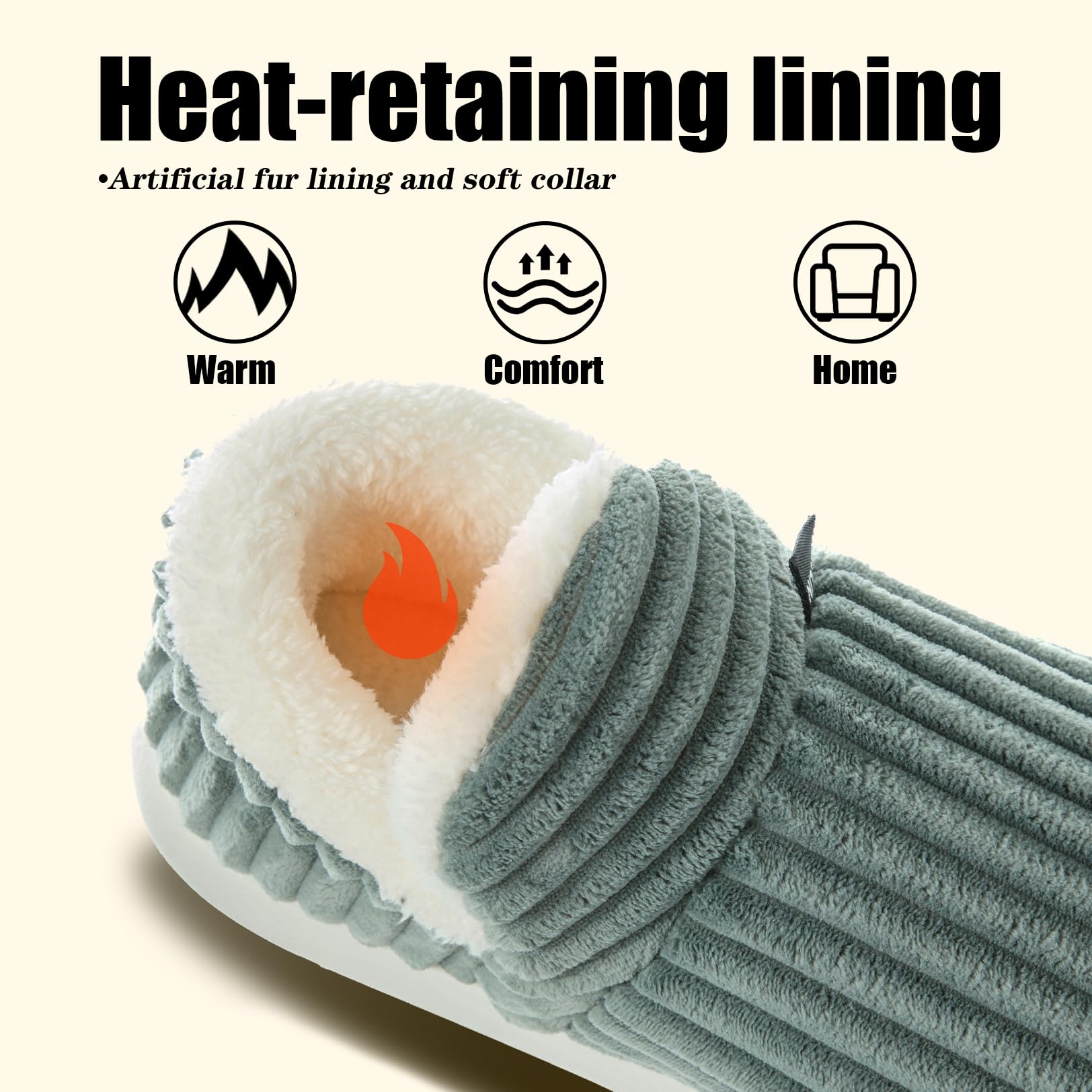 Misolin Pantofole Donna Invernali Peluche Ciabatte Casa Comode Pelose Inverno Scarpe Autunno Memoria Schiuma Antiscivolo Suola Cotone Morbida