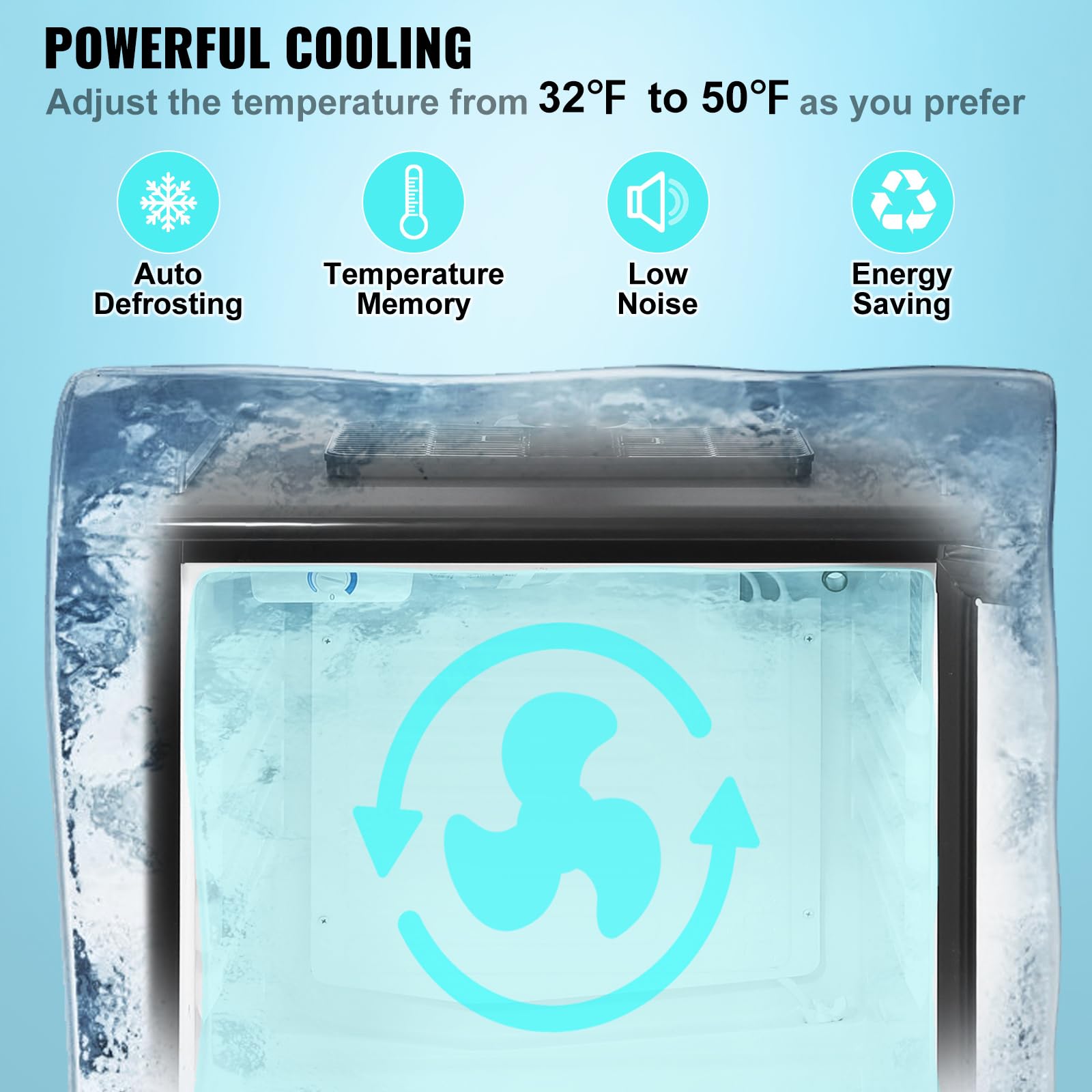 Happybuy Dual Tap Beer Kegerator - Full Size Keg Refrigerator With Co2 Cylinder, Shelves, Drip Tray & Rail, 32°F - 50°F Temperature Control, Fits 1/6, 1/4, 1/2 Barrels, Black on Fridge.com - View 3