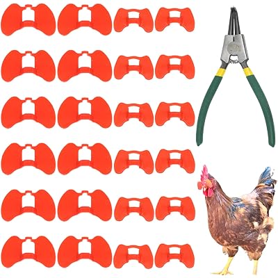Pinless Peepers for Chickens, 25 Pcs Anti-Pecking Goggles with Pliers, Chicken Blinders and Plier Tool, Chicken Glasses Pheasant Poultry Blinders Spectacles (12 Pcs Large and 12 Pcs Middle with Plier)