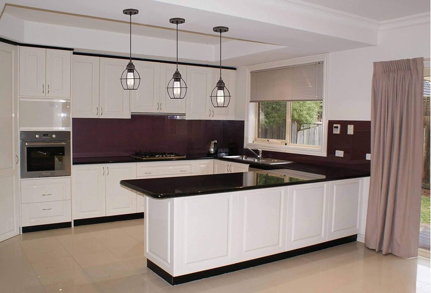 WISBEAM Oil Rubbed Bronze Kitchen Island Pendant Lighting Fixture, Cage Hanging Pendant Lights with E26 Medium Base Max. 60 Watts, Bulbs not Included, 2-Pack