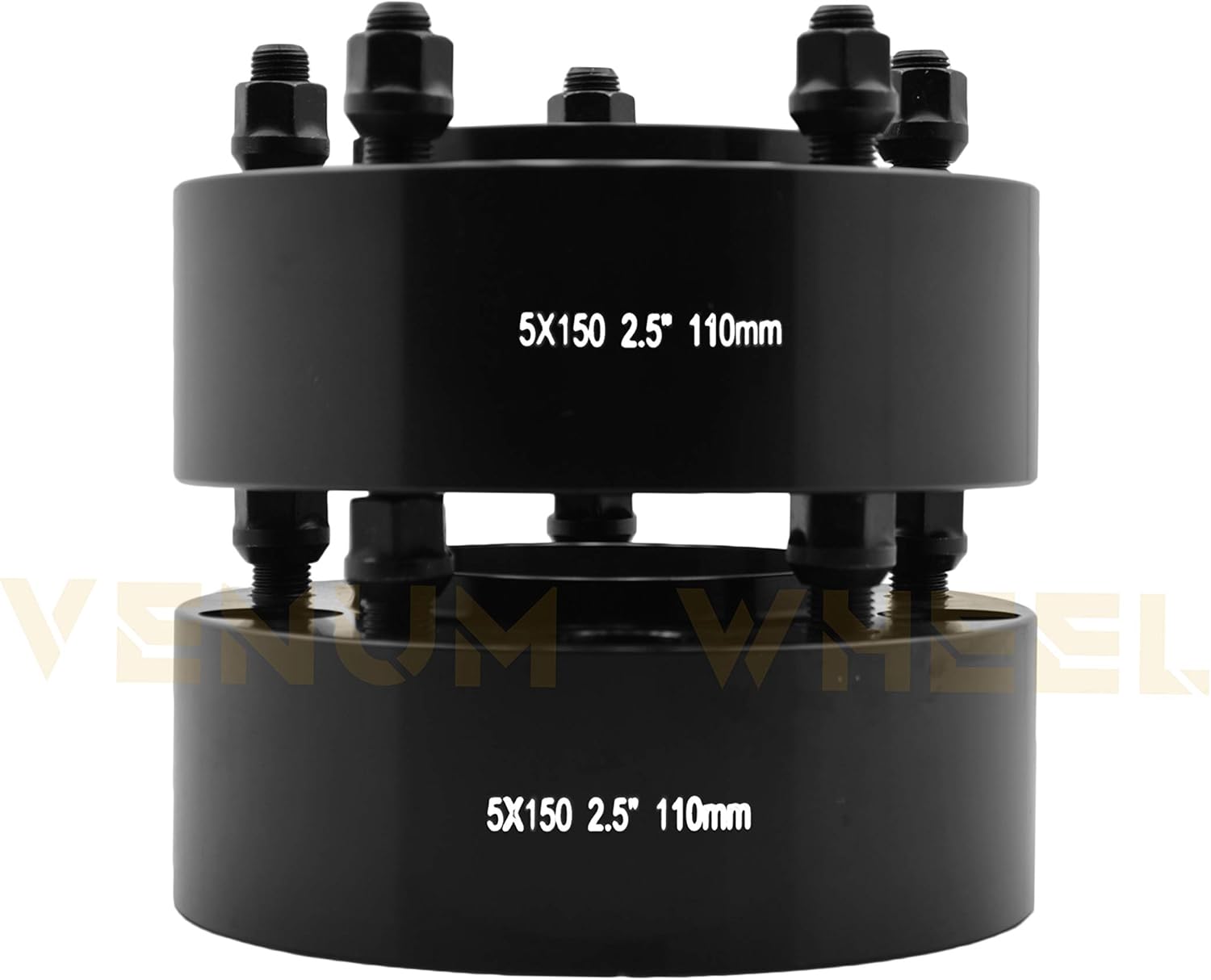 4 Pc Hub Centric Wheel Spacers Adapters 5x150 MM | 2.5" Thick | 14x1.5 | +20 Pc Tall Opened End Gold Lug Nuts Works with 07-19 Toyota Tundra Sequioa Land Cruiser Lexus