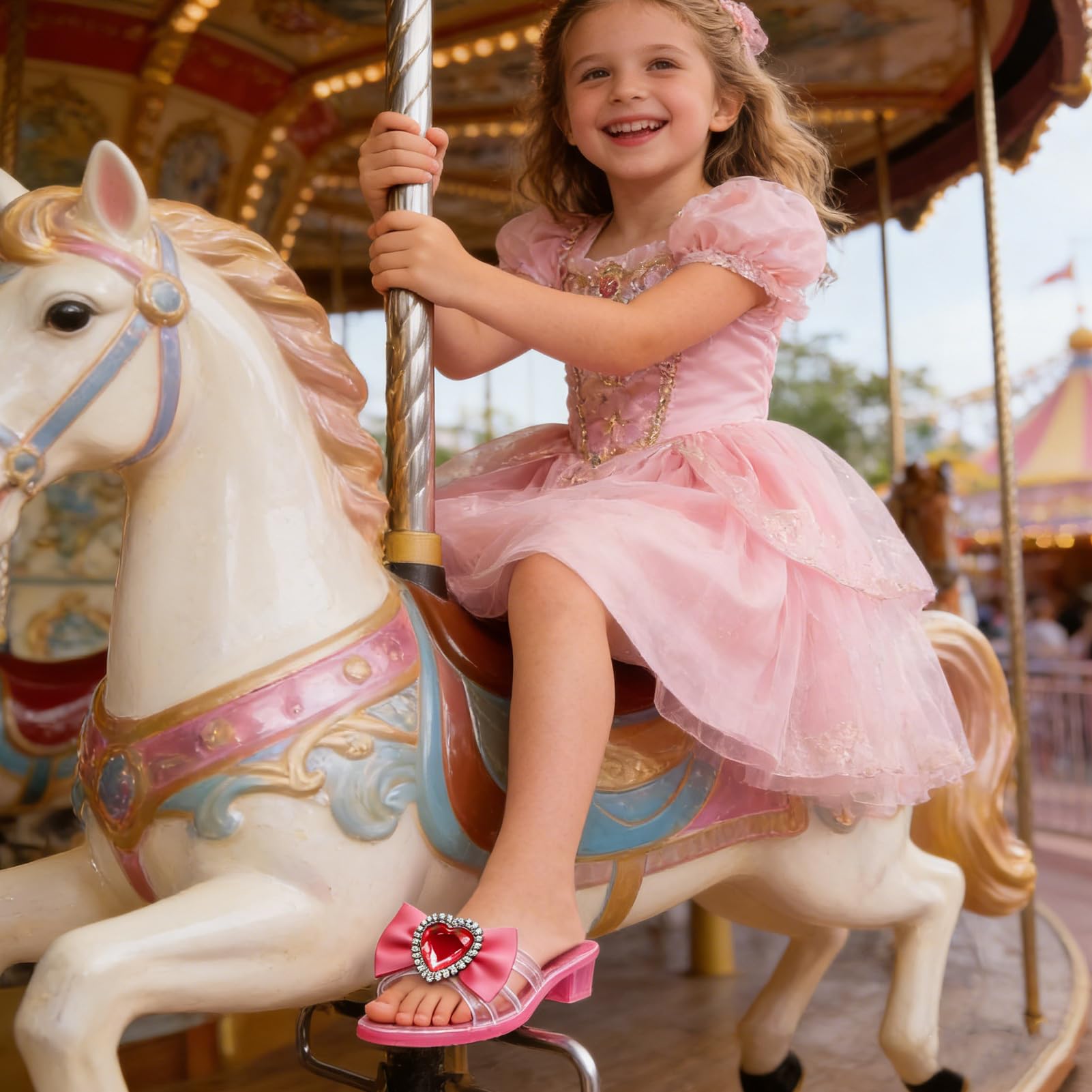 Scarpe da Principessa per Bambini, Scarpe da Principessa alla, Tacchi Alti per Cosplay per Ragazze, Tacchi Alti Antiscivolo, per Costumi Cosplay per Palcoscenico, Ballo in Maschera