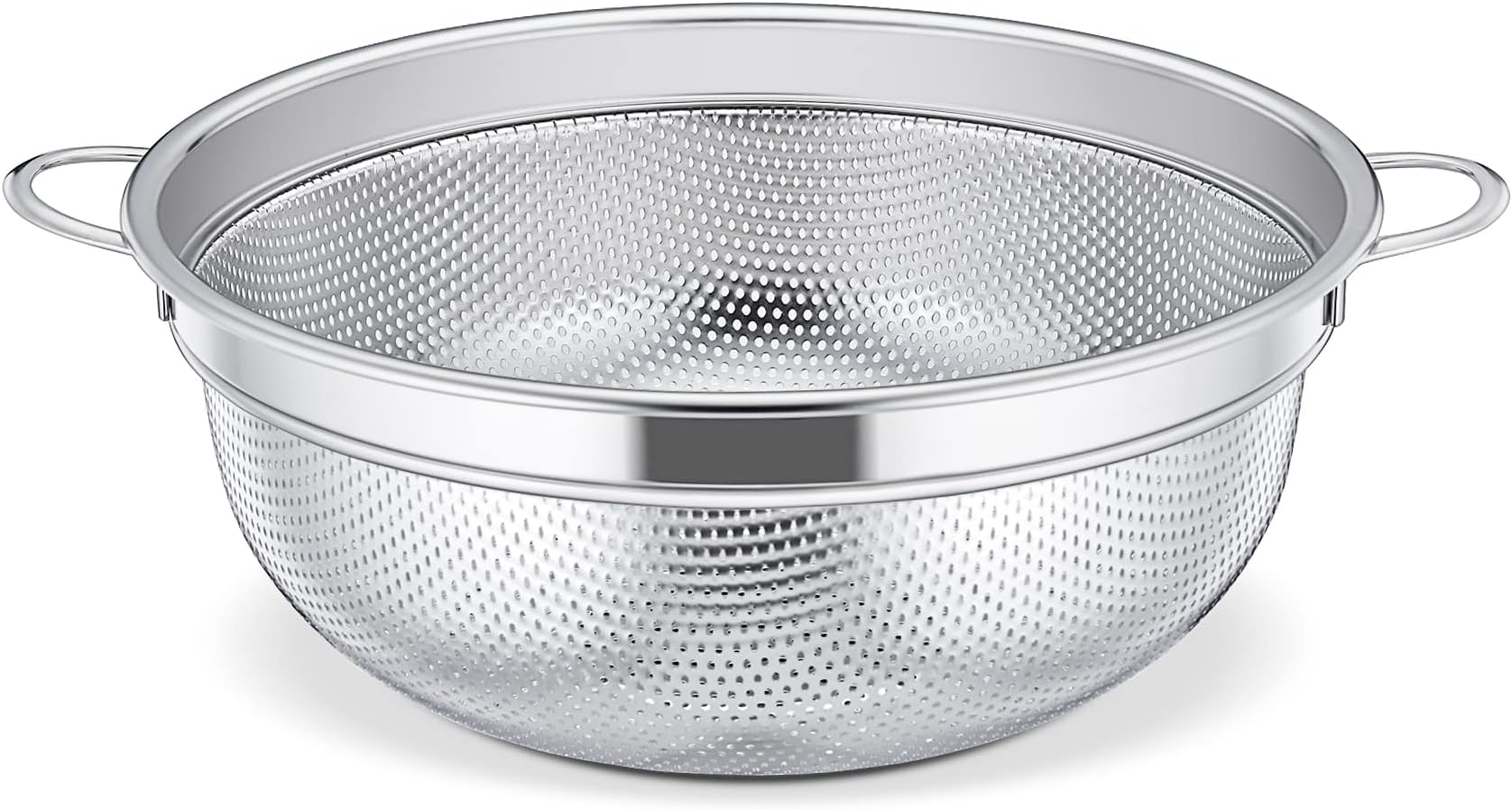 Colander Stainless Steel, Onader Kitchen Colander with Handle, Metal Micro-Perforated Strainer Perfect for Draining Pasta Rice/Rinsing Vegetables Fruits, Healthy & Heavy Duty, Dishwasher Safe, 20cm