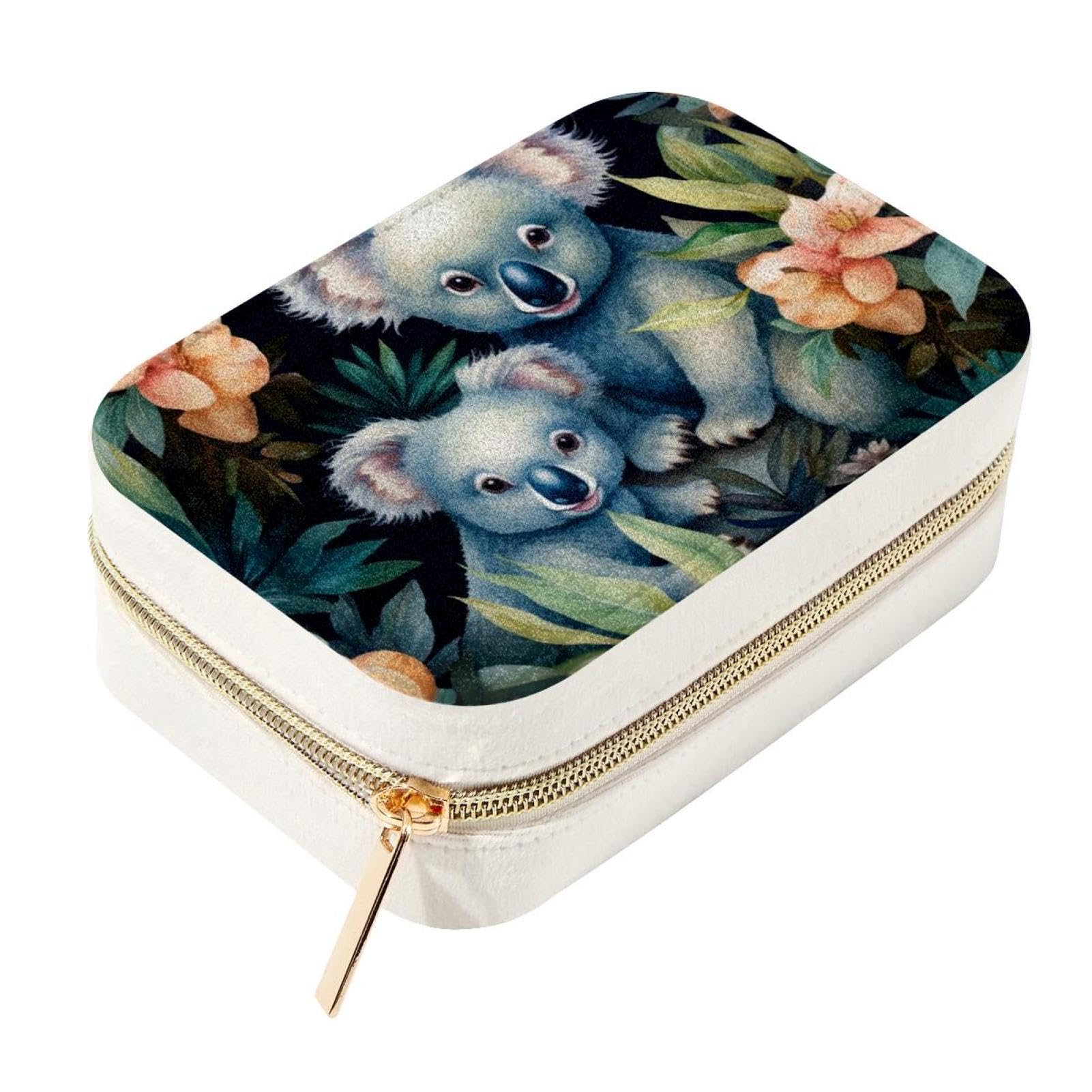 Boîte à bijoux en velours grand volume avec rangement double couche koala