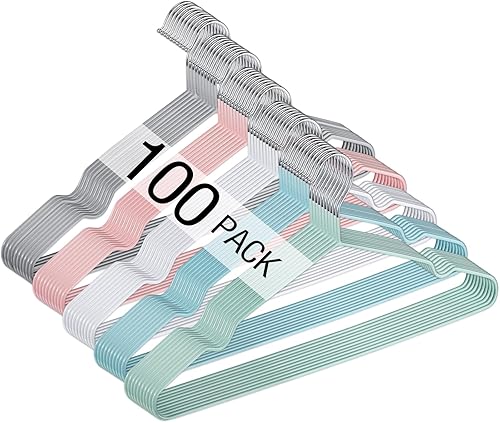 Wesiti 100 piezas de perchas de alambre de metal antideslizantes para ahorrar espacio, perchas fuertes de 15.7 pulgadas en triángulo para ropa,