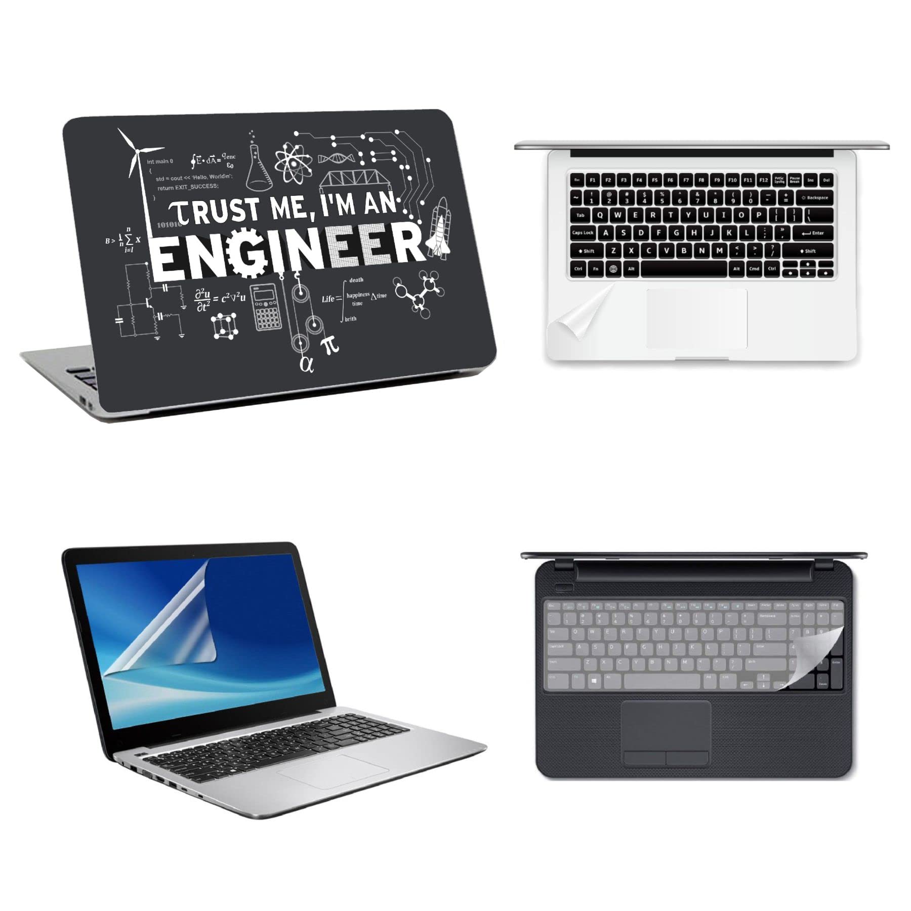 NAMO ART 4in1 Accessories Combo Kit -Skins 15.6-inch Stickers with Screen Protector, KeyGuard and Trackpad Skin for All Laptop (Black Apple Large) (B074CJJF2G) Amazon Price History, Amazon Price Tracker