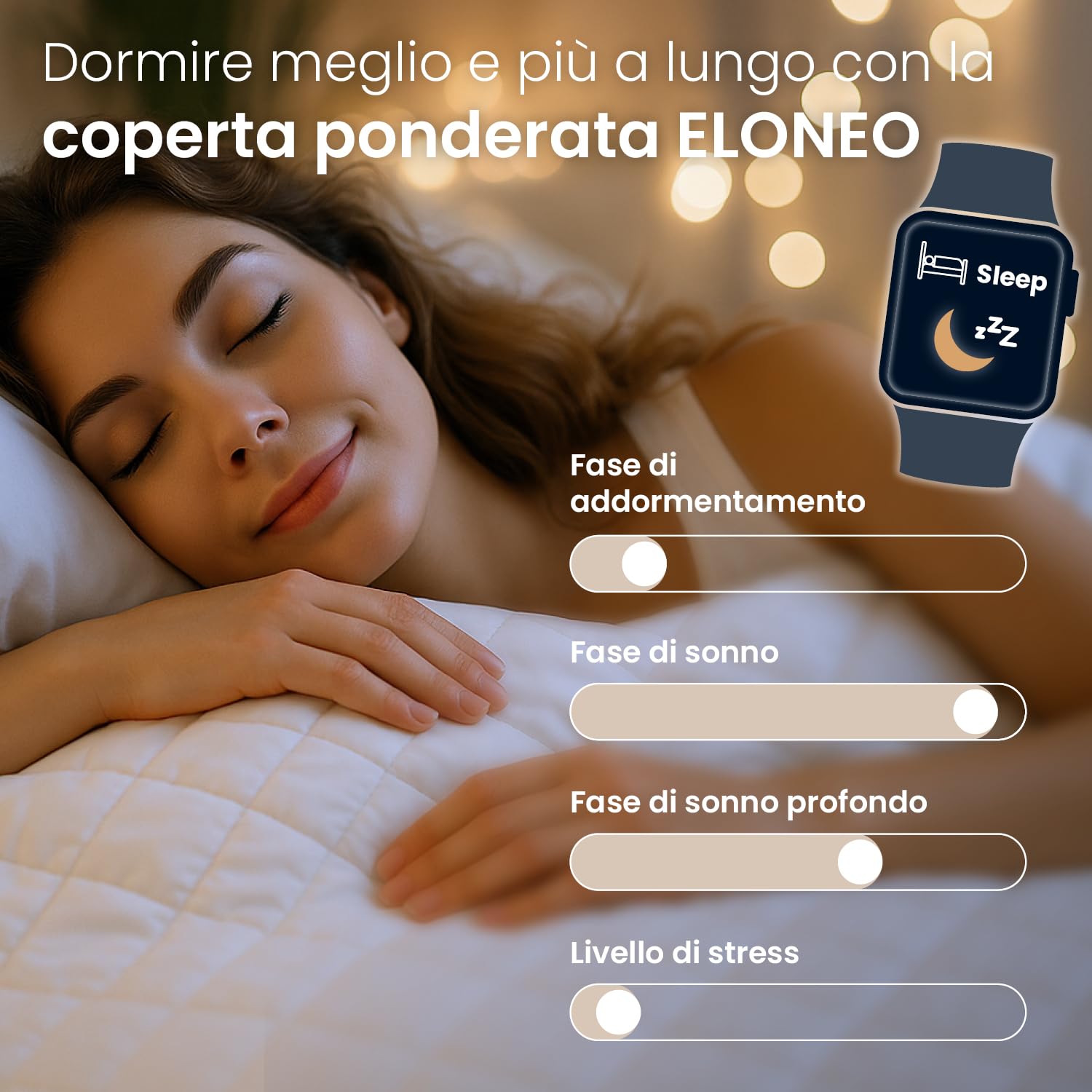 ELONEO Coperta Ponderata 135x200 cm 9 kg, certificata TÜV e Oeko-Tex, Weighted Blanket in 100% cotone, coperta rilassante e terapeutica antistress, coperta pesante per dormire