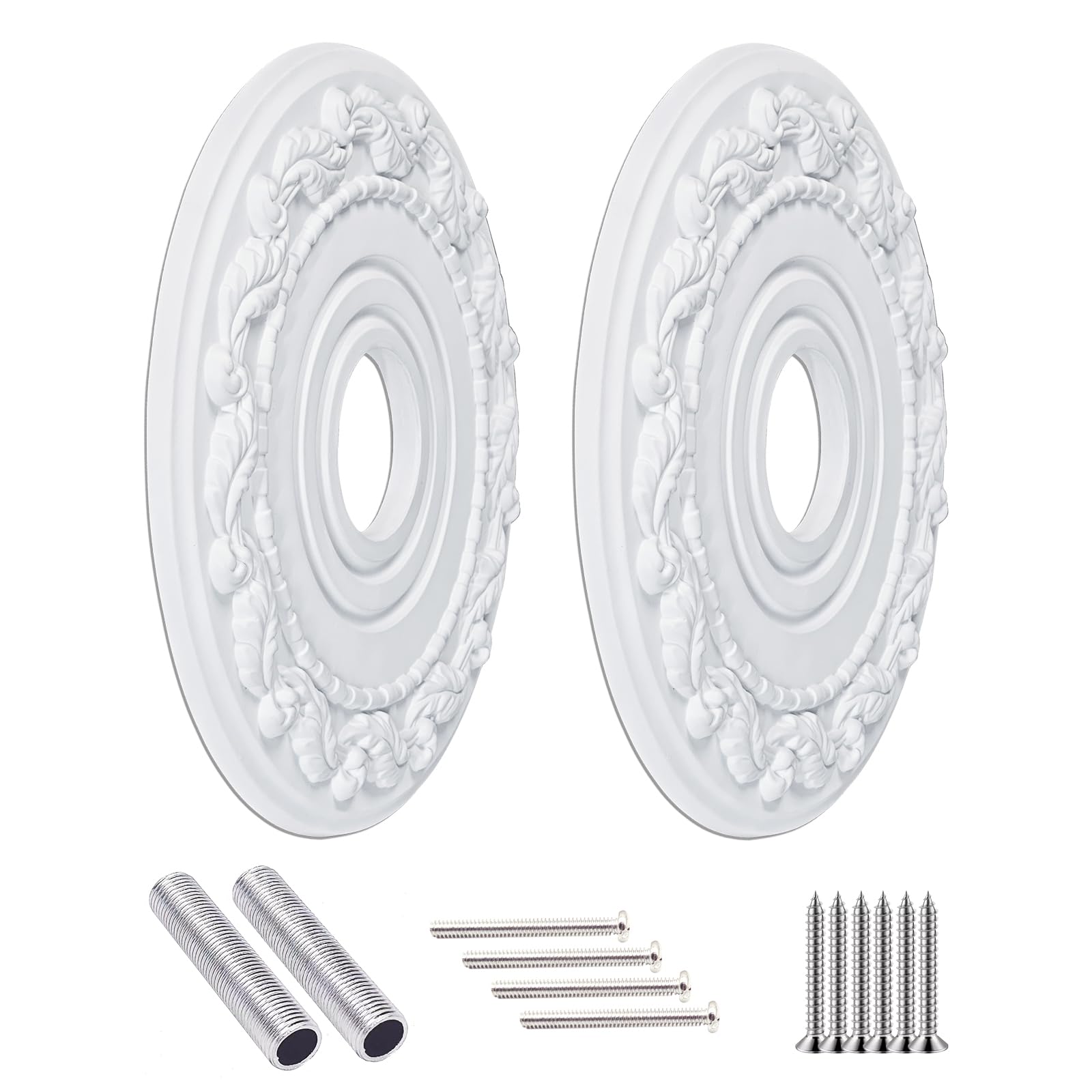 EIFHYT Primed Urethane Ceiling Medallion for Light Fixtures and Ceiling Fans, 18"OD x 4"ID x 1-1/8"P (Fits Canopies up to 7-3/4") White. — Amazon image 9