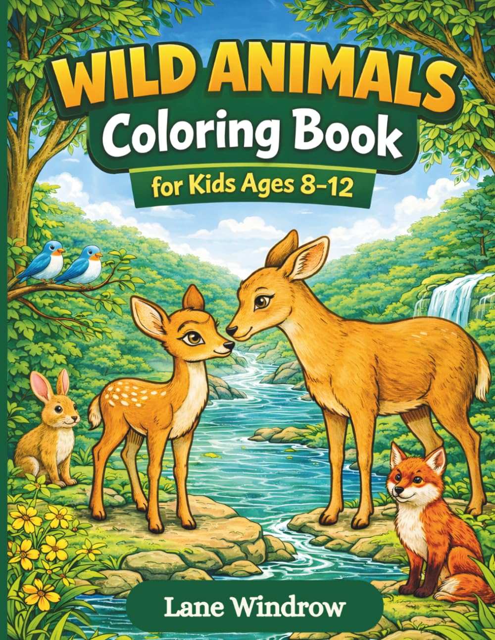 Wild Animals Coloring Book for Kids Ages 8–12: Fun and Easy Wildlife Coloring Pages with Lions, Tigers, Elephants, Giraffes, Zebras, and More