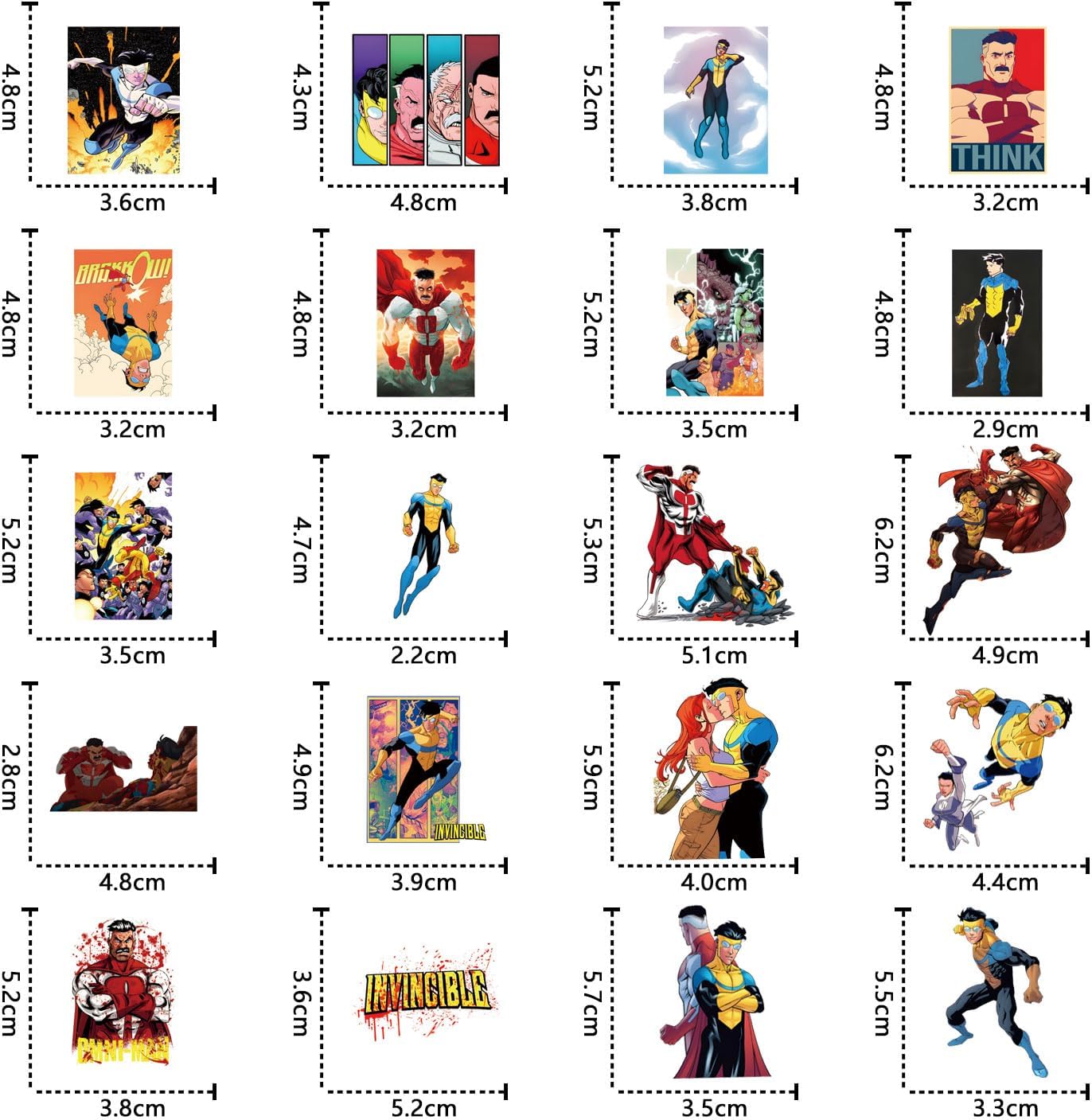 70 Pcs Invincible Stickers Graffiti Waterproof Vinyl for Birthday Party Supplies Decoration Favors for Water Bottles Laptop Suitcase Scrapbooking Choice