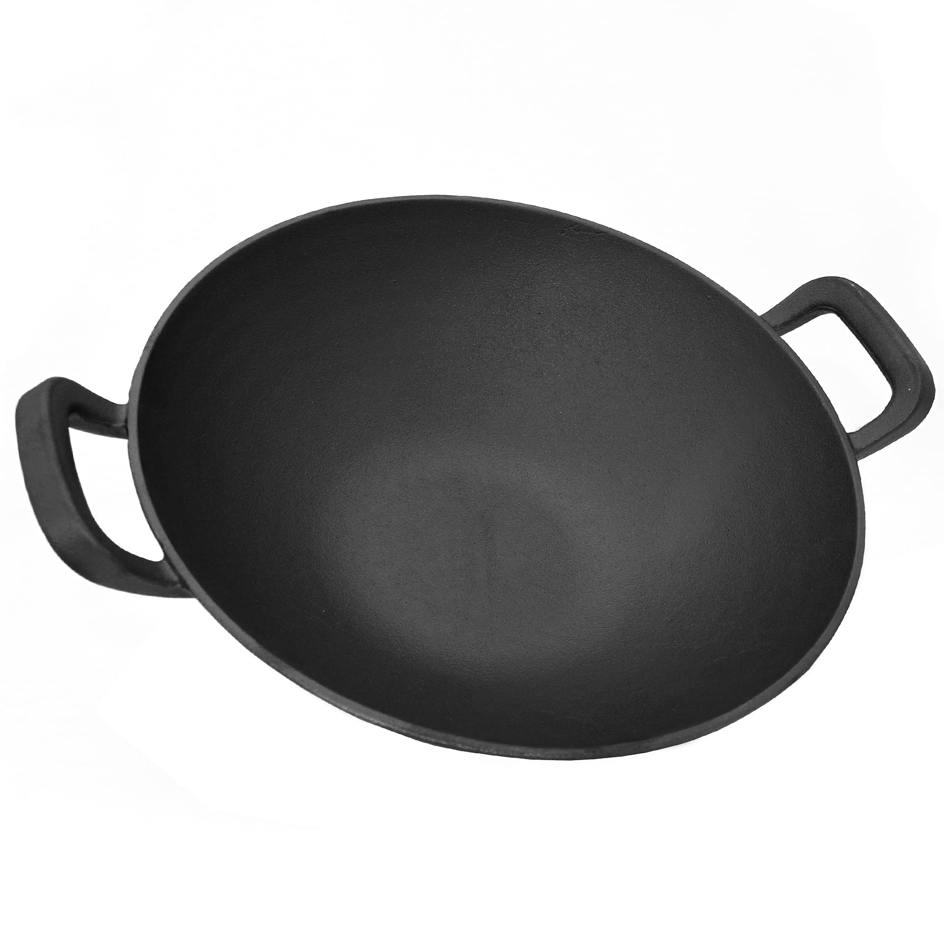 Gusseisen Wok 34cm optimal für Gasbrenner | Robuster Cast Iron Grill-Wok | Geeignet für Gasgrill Kohlegrill Induktionsherd | Wokpfanne für Nudeln Reis Gemüse