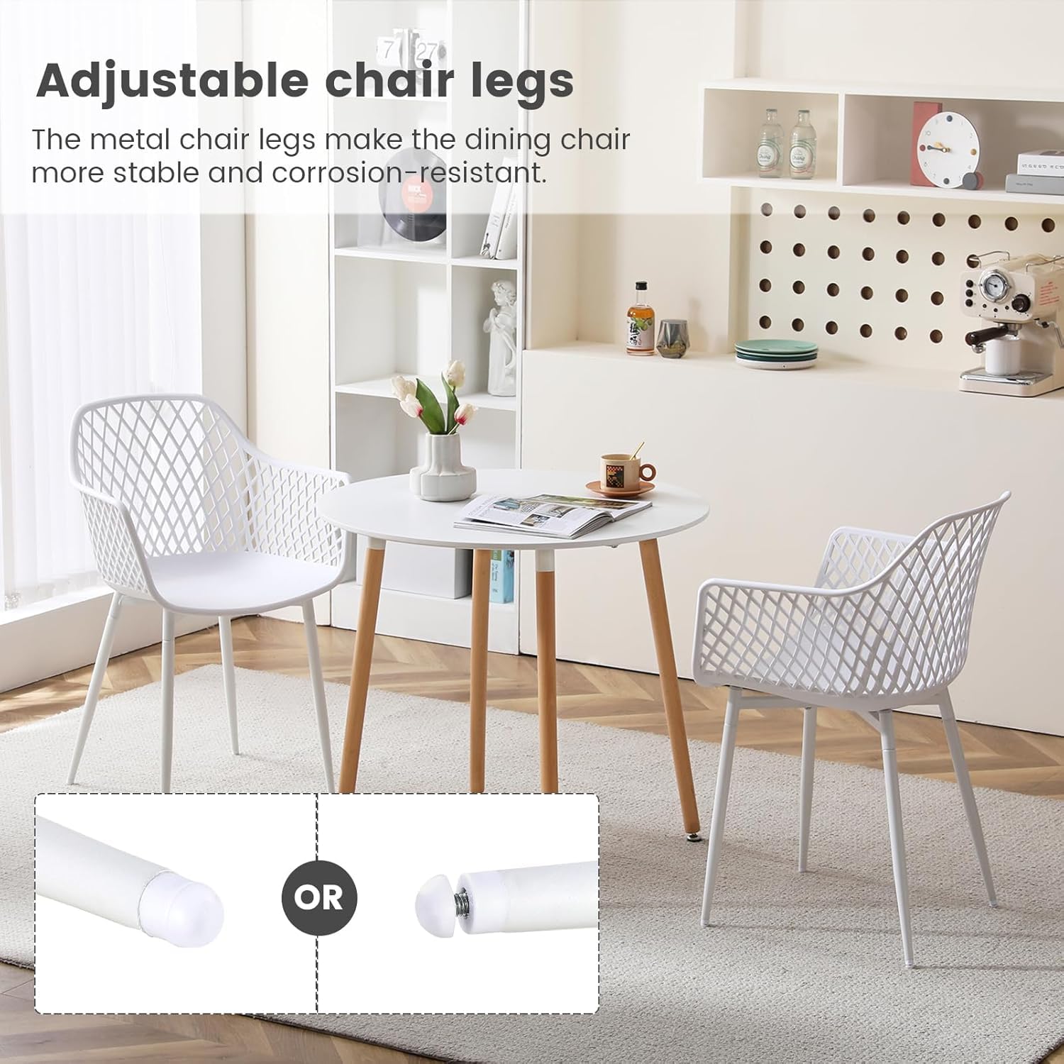 buybyroom Tuinstoelen, set van 6, outdoor stoel met armleuning, armleuningstoel, loungestoel, leunstoelen, tuinstoelen, 120 kg belastbaar, zwart