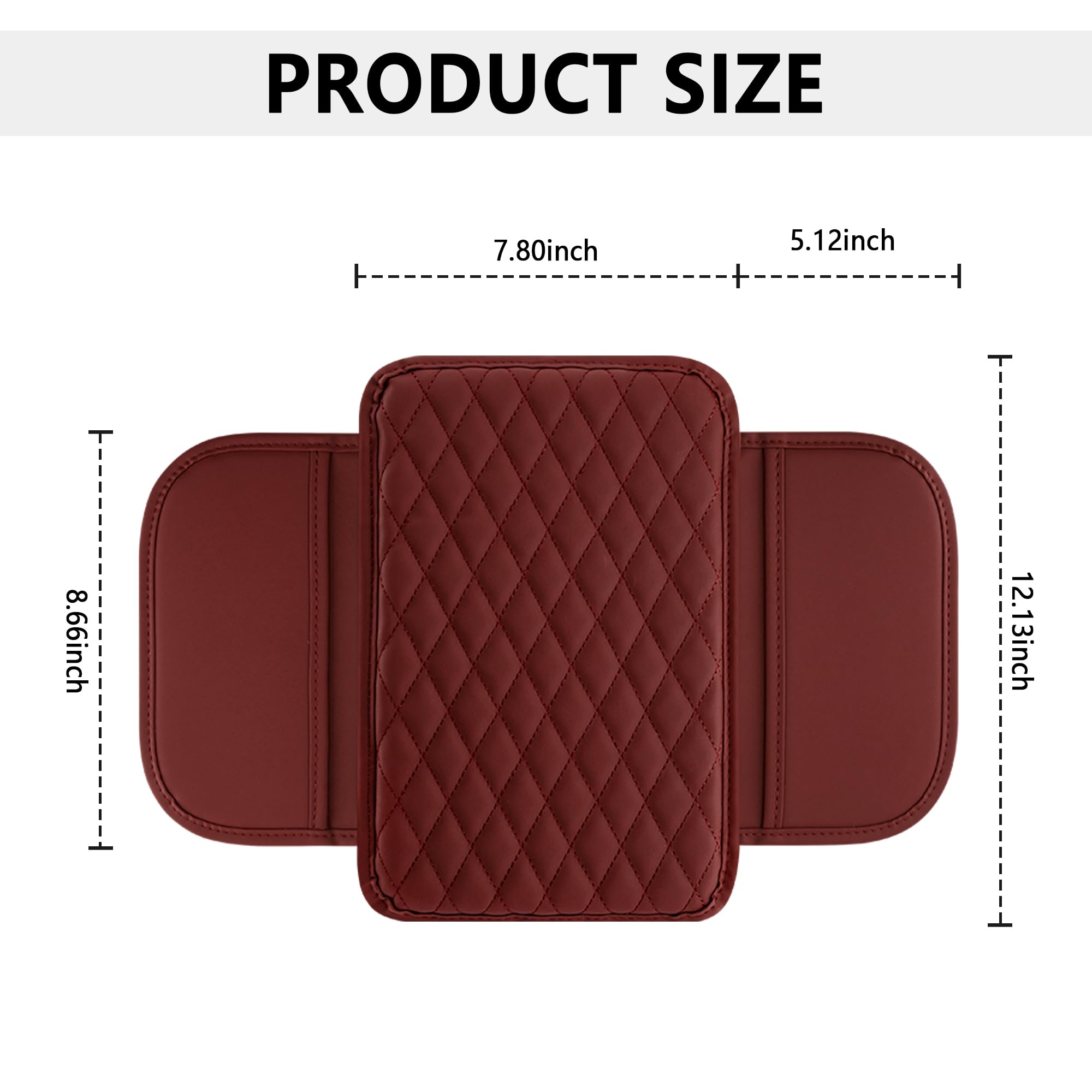 Stacool Upgraded Car Center Console Cover,Microfiber Leather Car Armrest Cover Cushion with 2 Storage Bags,Universal Car Armrest Storage Box (Red) view 2