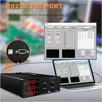 2000W Lab DC Bench Power Supply Variable, 200V 10A 300V 5A Switching Voltage Regulator Adjustable Programmable DC Source For Testing Widely Used(15V 100A 1500W RS232)