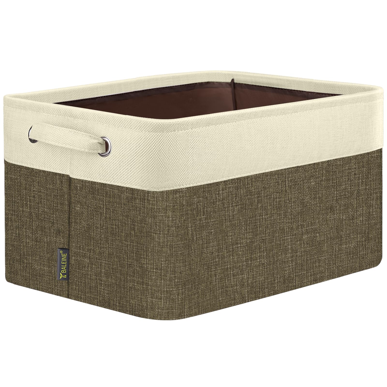 BALEINE 1 Pack Fabric Closet Storage Bins for Shelves, Linen Closet Organizers and Storage, Decorative Baskets for Organizing, Shelf, Clothes, Home, Office (Brown, 14''x10''x8.5'')