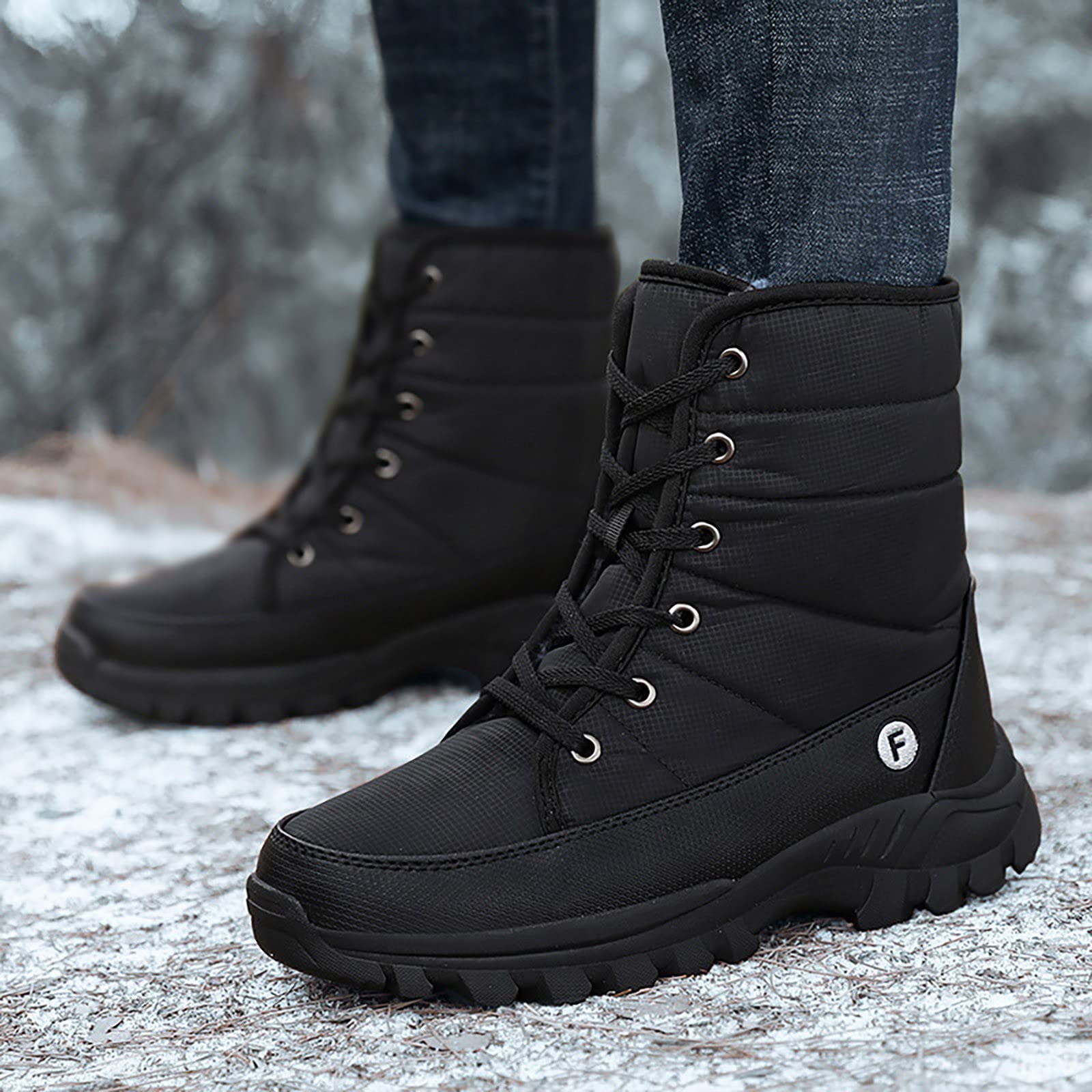 Chaussures Chaudes Bottes Homme Hiver Imperméable Bottines à lacets pour hommes Bottines à lacets Bottes de neige montantes Chaussures en coton Chaussure Homme Hiver Cuir Boots Homme Neige 43
