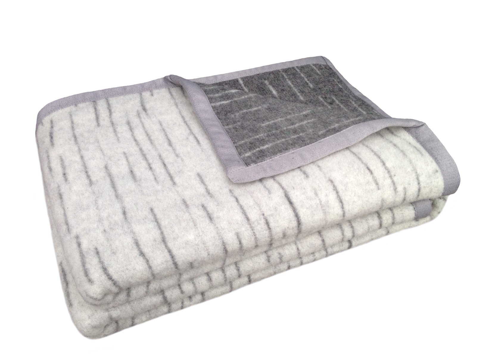 Couverture lambswool 210 x 240 cm Atmos jacquard acier grand lit chaud