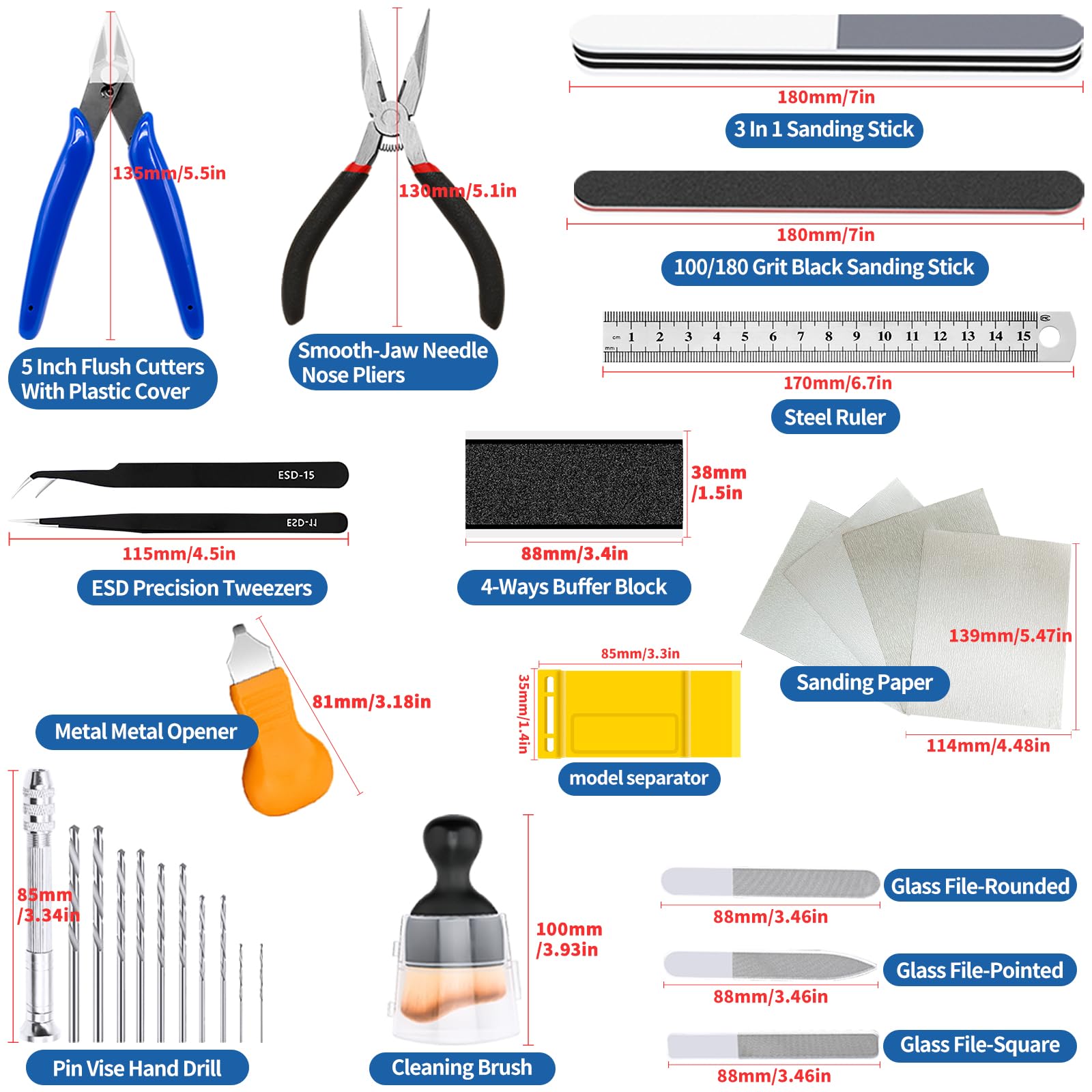 Waltool 31Pcs Gundam Model Tools Kit, Modeler Basic Tools Craft Set for Car Airplane Models, Miniatures, Model Building Repairing & Fixing