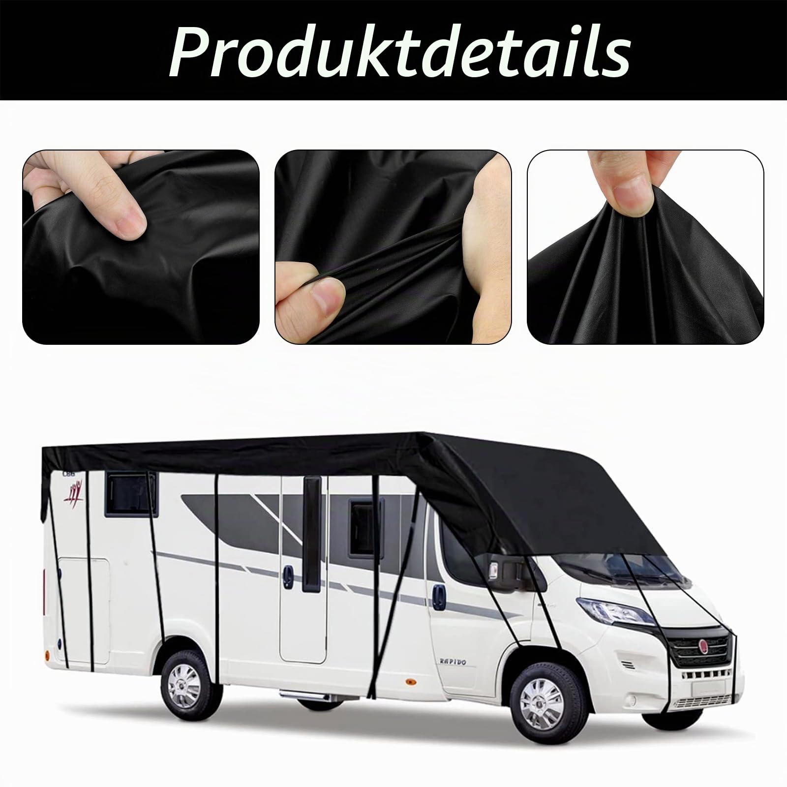 Dachabdeckung für Wohnwagen, Schutzhülle für Caravan Wohnwagen Schutzhülle Schutzdach 210D Oxford-Stoff 750x300 cm Plane für Wohnmobile, Schutz vor Staub und Nässe Wasserabweisend und Atmungsaktiv