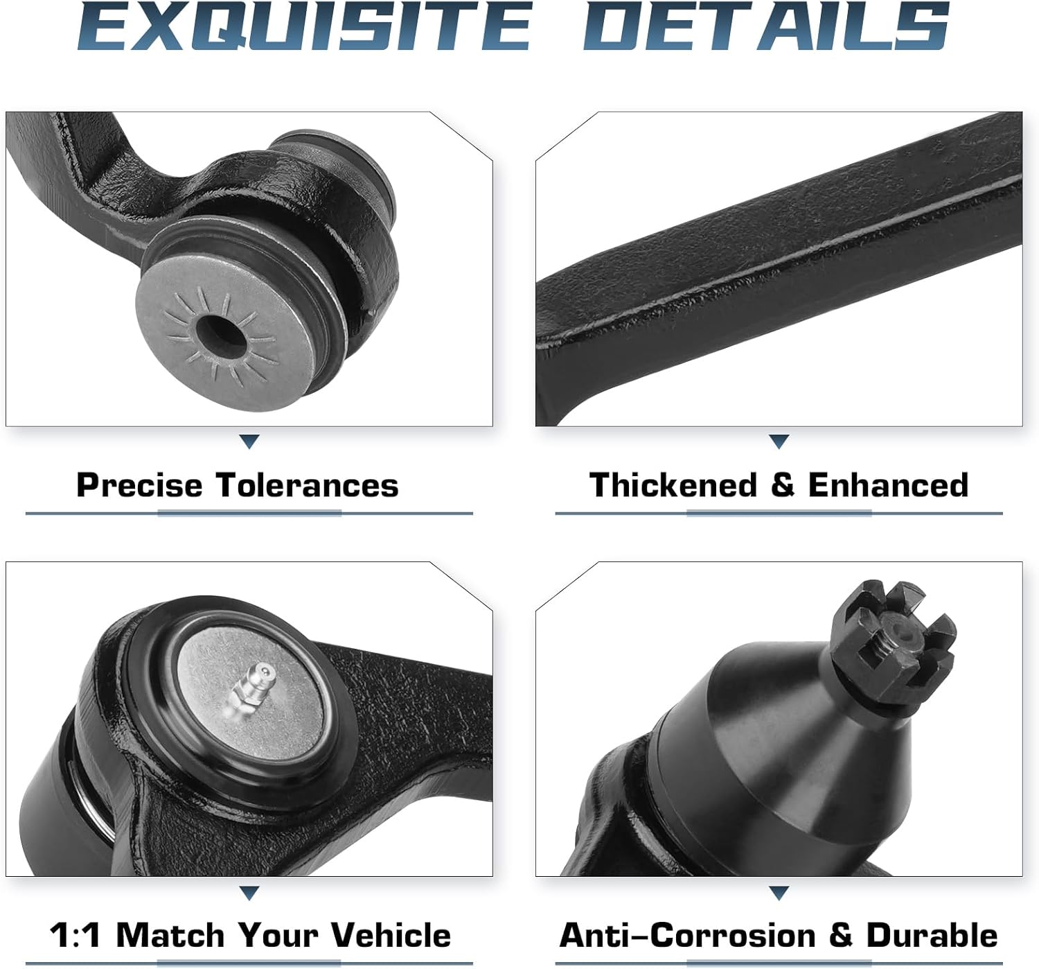 4PCS Front Upper Control Arm with Ball Joints for Ford Expedition 1997-2002, F-150 1997-2003, F-250 1997-1999, for Lincoln Navigator 1998-2002 Suspension Kit (4WD Only, Not for 2WD) K8722T K8724T