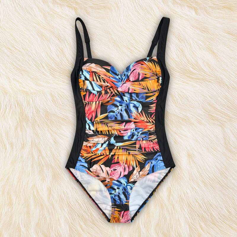 WIN.MAX Costume Intero Donna, Costume Intero con Controllo della Pancia, Costume da Bagno Taglie Forti per Donna Monokini Push-up Vintage, per Coppe da C a DD