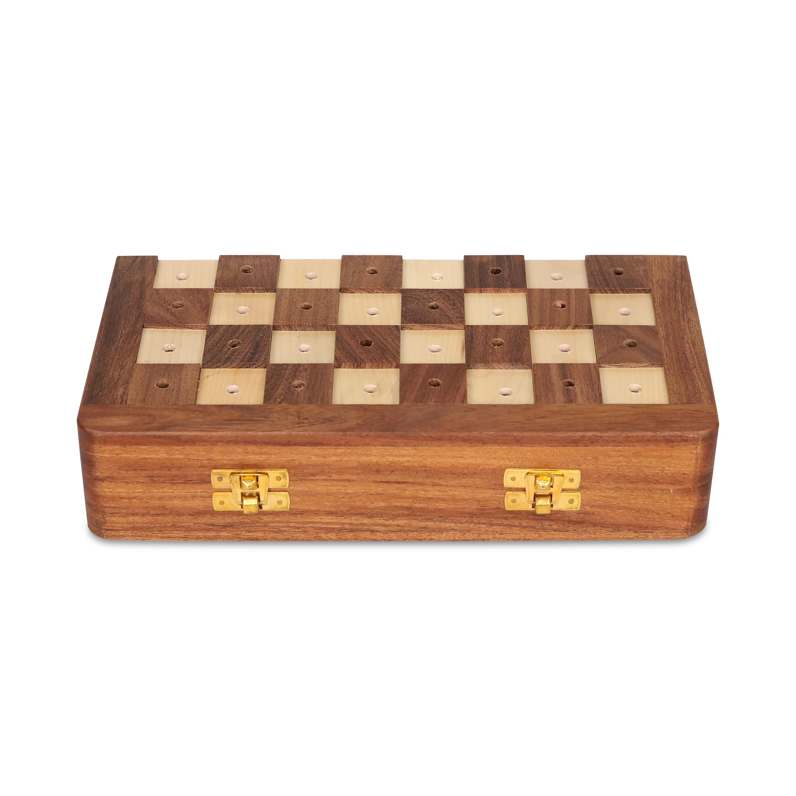 Schachset aus Holz für Blinde und Sehschwäche – große taktile Dame & kontrastreiche Teile – Faltbares Brettspiel für Kinder & Erwachsene – Handgefertigtes tragbares Design – ideal für Reisen