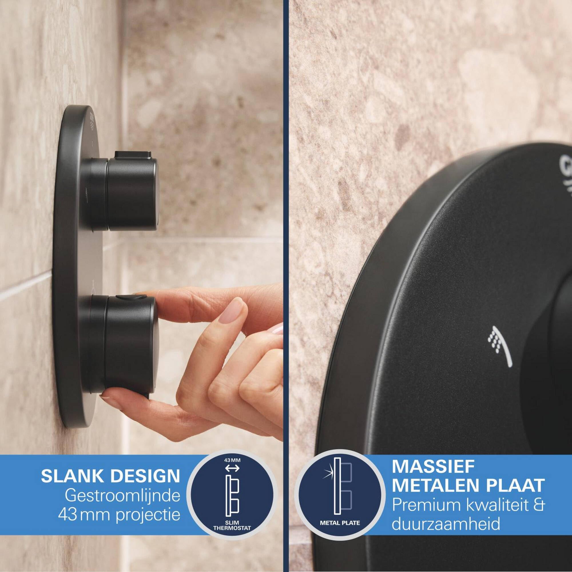 Grohe Precision Thm Ri + Trim Shower Rd Zestaw Prysznicowy, Mat Czarny, 25 x 50,2 x 96 cm; 6,37 kg
