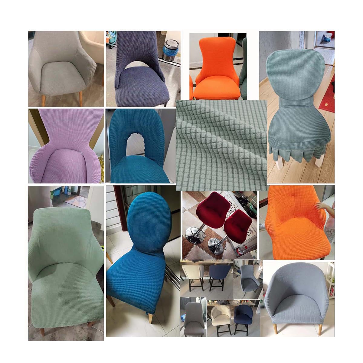 Maßgeschneiderte 6er/4er Set Stuhlbezug Armlehne Stuhlüberzug Rund/Unregelmäßige/Spezielle Stretch Stuhlhussen für Esszimmer Küche Büro Hochzeit Stuhlschonbezug Stuhlabdeckung,#1,4PCS