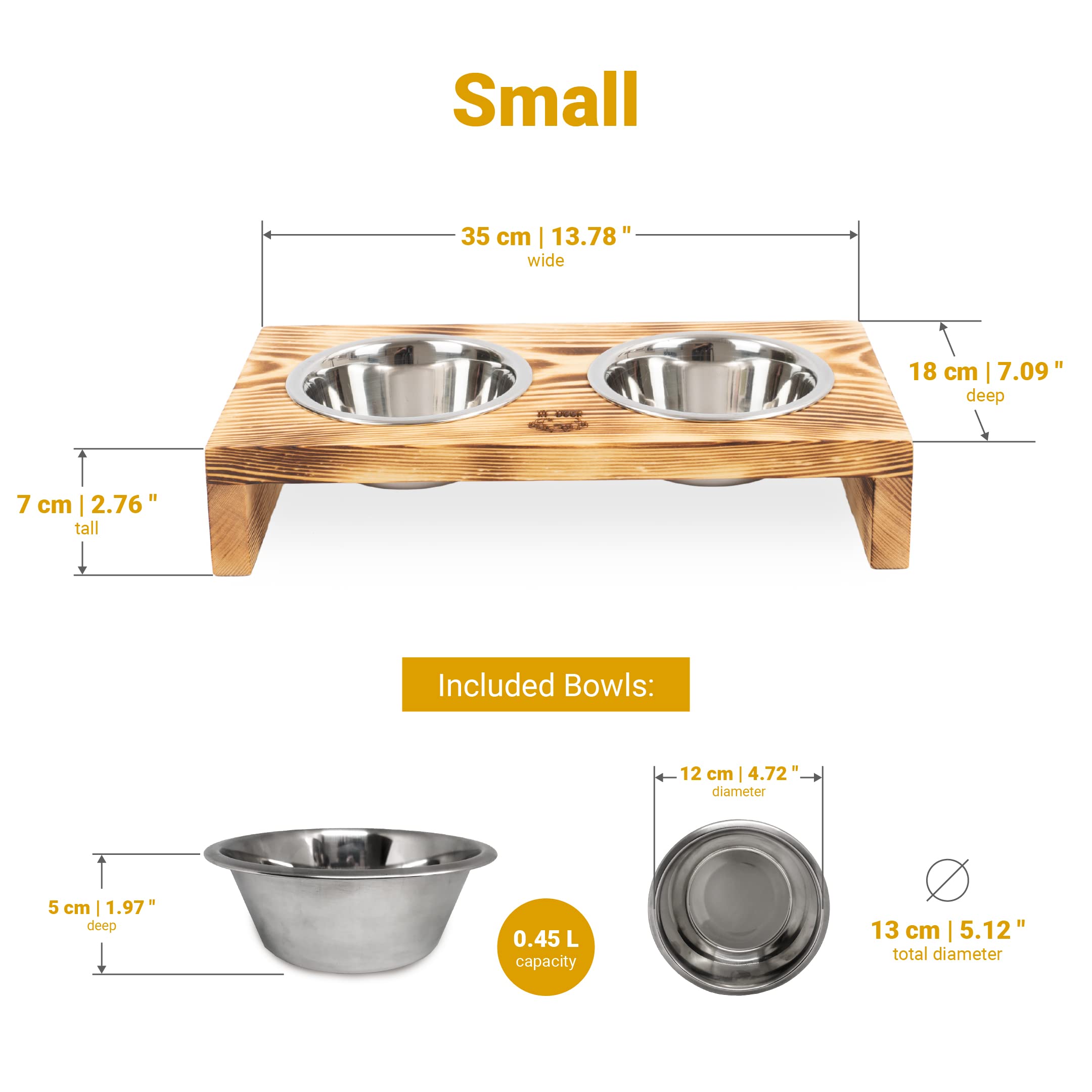 Mangiatoia per cani e gatti Comodità di mangiare Bel design Prodotto naturale ed ecologico Facile da pulire 35x18x7 cm Piccolo
