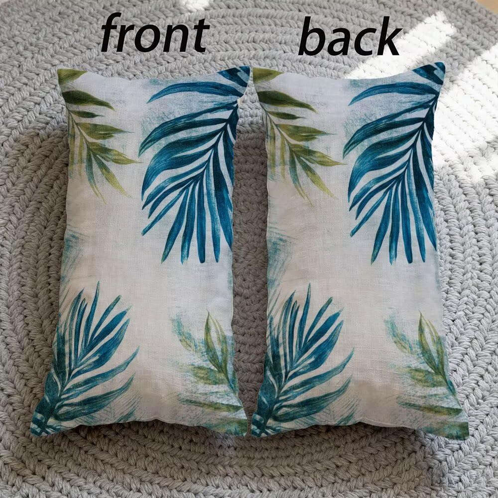 Poszewka na poduszkę 50 x 70 cm Poszewka na poduszkę Zestaw 2 liści Prostokątne poduszki Niebieska Sofa Dwustronna dekoracyjna aksamitna poszewka na poduszkę z niewidocznym zamkiem błyskawicznym