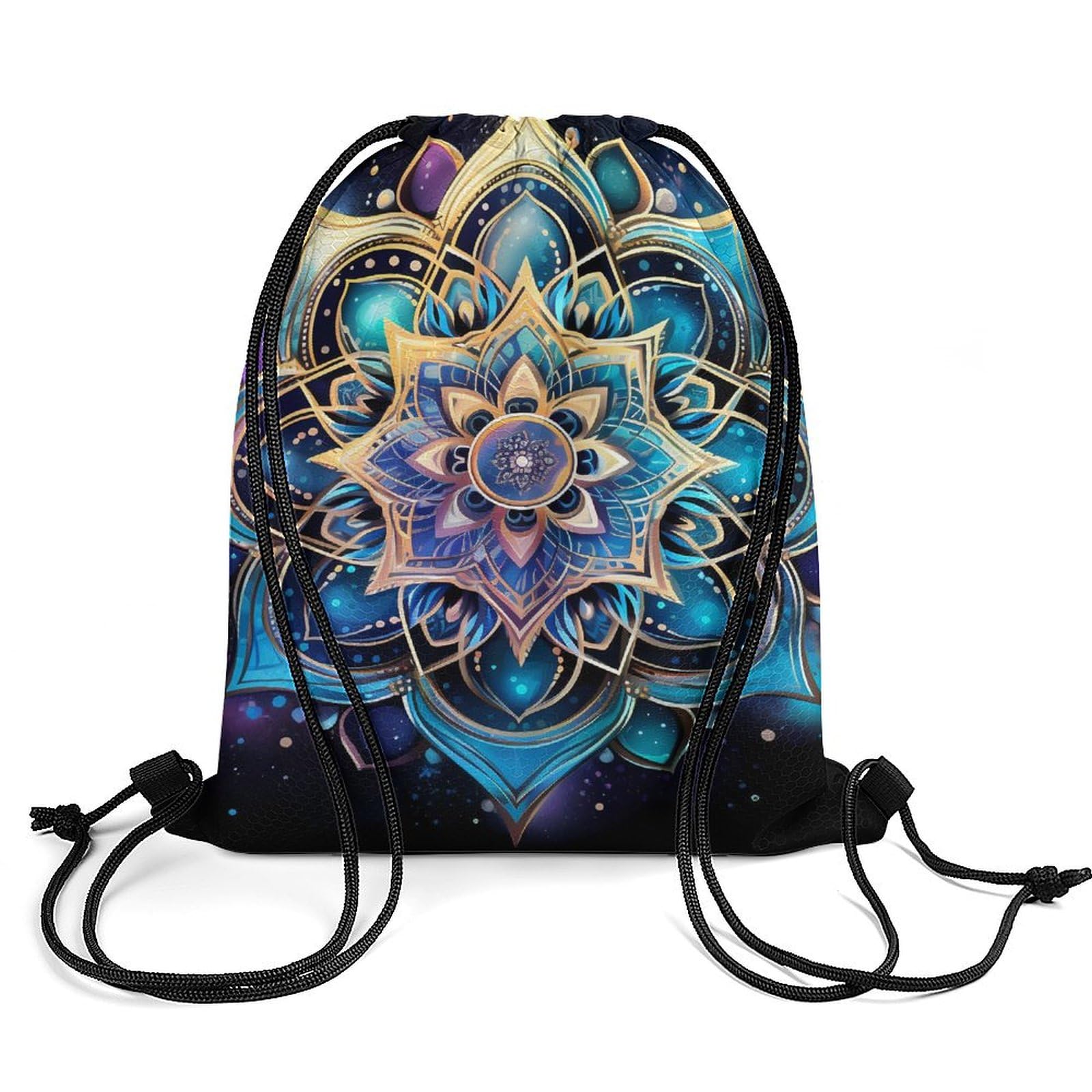 Mandala Flowers Drawstring Backpack Durable Sport Gym Bags Daypack for Men Women 35 * 42cm